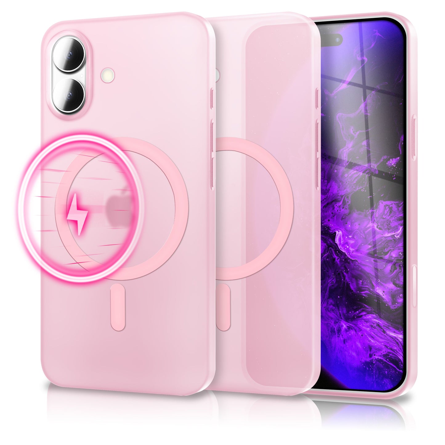 NALIA MagSafe Thinix hulstur fyrir Apple iPhone 17 (mjög þunnt með MagPower) - 0,3 mm ultra-þunnt hart hulstur, hálfgagnsætt, matt og fingrafaravarnandi, lágmarksútlit