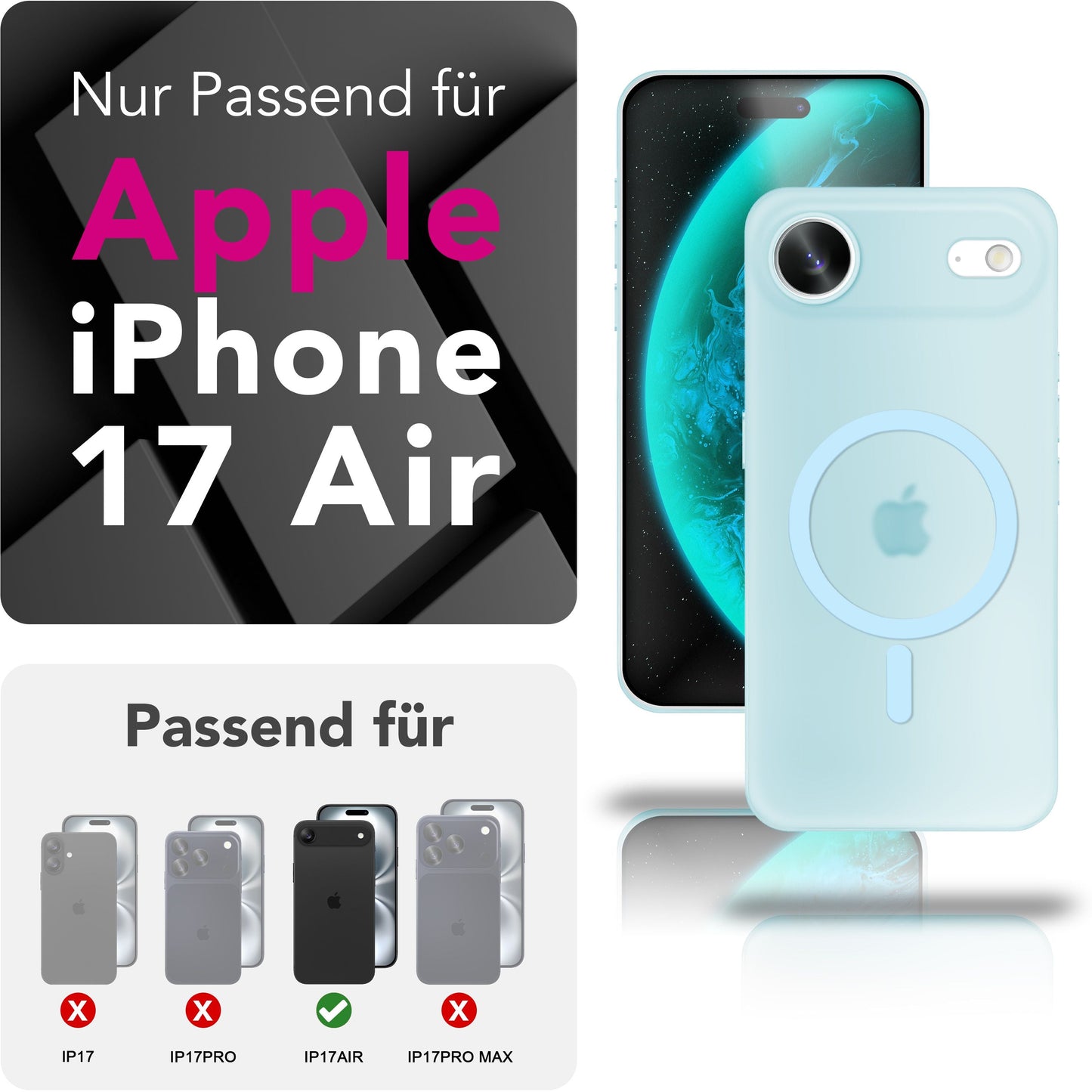 NALIA MagSafe Thinix hulstur fyrir Apple iPhone 17 Air (mjög þunnt með MagPower) - 0,3 mm ultra-þunnt hart hulstur, matt og gegnsætt, með blettavörn.