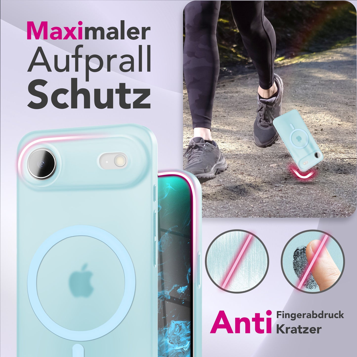 NALIA MagSafe Thinix hulstur fyrir Apple iPhone 17 Air (mjög þunnt með MagPower) - 0,3 mm ultra-þunnt hart hulstur, matt og gegnsætt, með blettavörn.