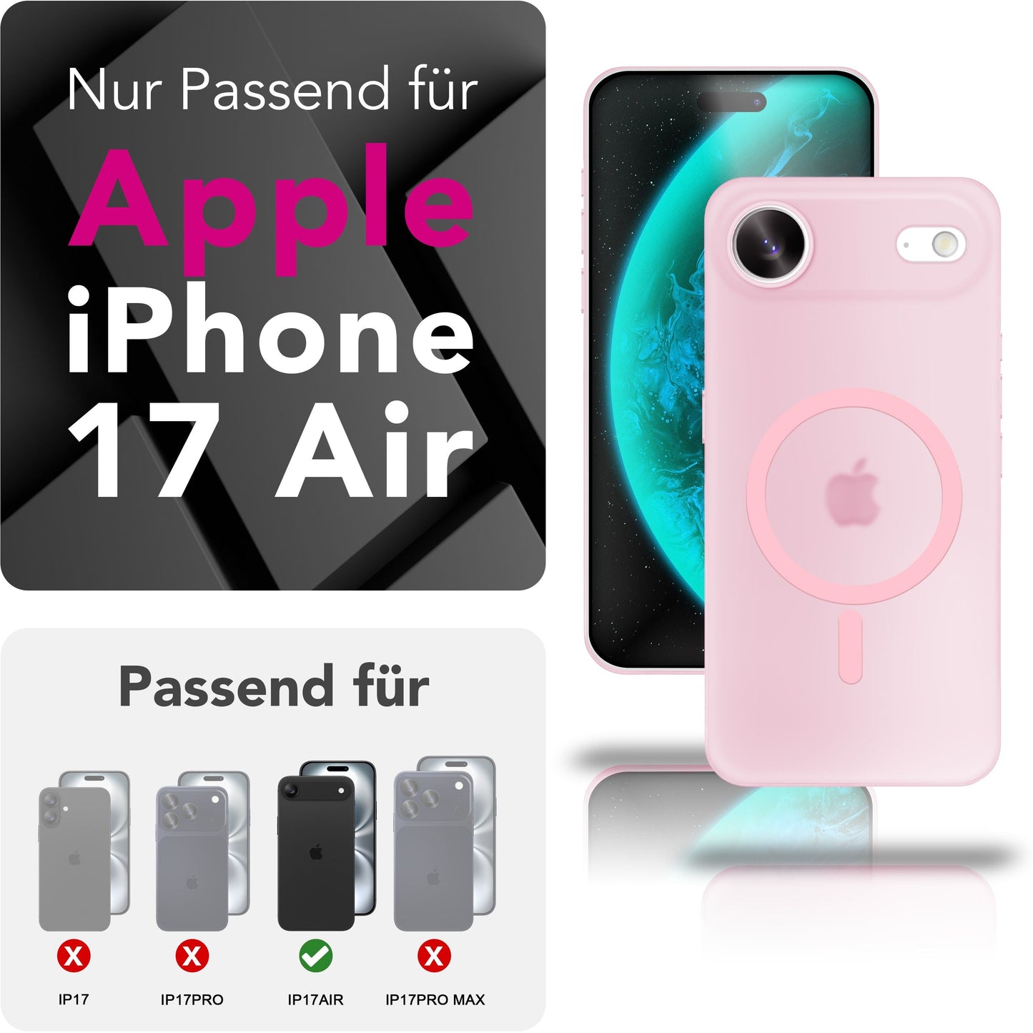 NALIA MagSafe Thinix hulstur fyrir Apple iPhone 17 Air (mjög þunnt með MagPower) - 0,3 mm ultra-þunnt hart hulstur, matt og gegnsætt, með blettavörn.