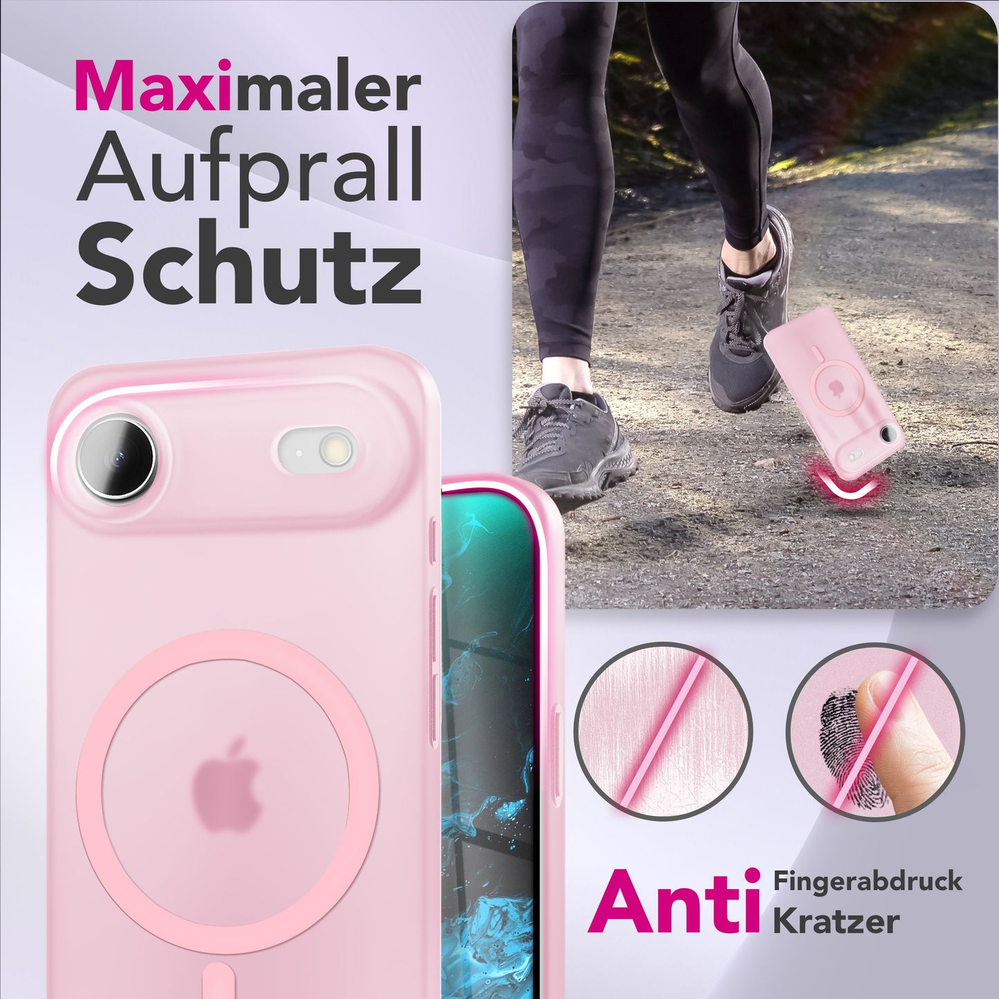 NALIA MagSafe Thinix hulstur fyrir Apple iPhone 17 Air (mjög þunnt með MagPower) - 0,3 mm ultra-þunnt hart hulstur, matt og gegnsætt, með blettavörn.