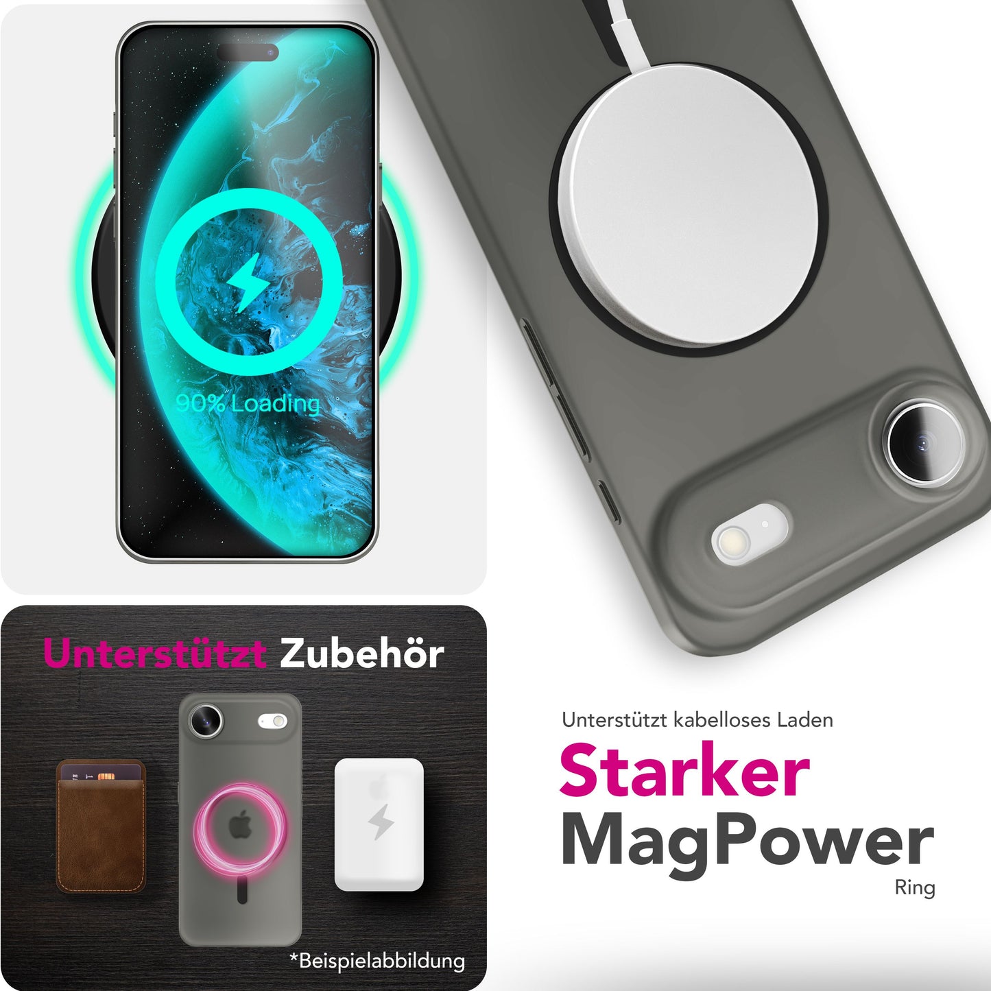 NALIA MagSafe Thinix hulstur fyrir Apple iPhone 17 Air (mjög þunnt með MagPower) - 0,3 mm ultra-þunnt hart hulstur, matt og gegnsætt, með blettavörn.