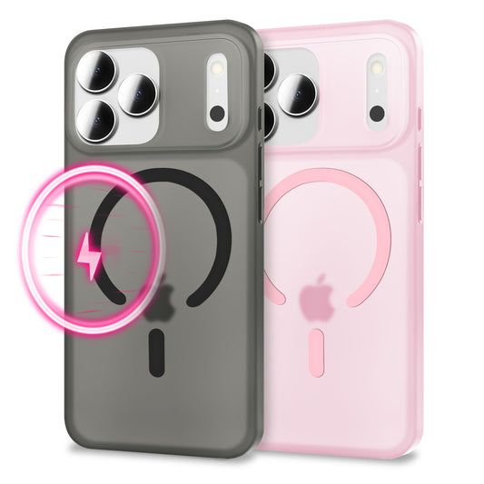 NALIA MagSafe Thinix hulstur fyrir Apple iPhone 17 Pro (mjög þunnt með MagPower) - 0,3 mm ofurþunnt hart hulstur, matt frostað útlit, fingrafaravarnt, gripgott og létt