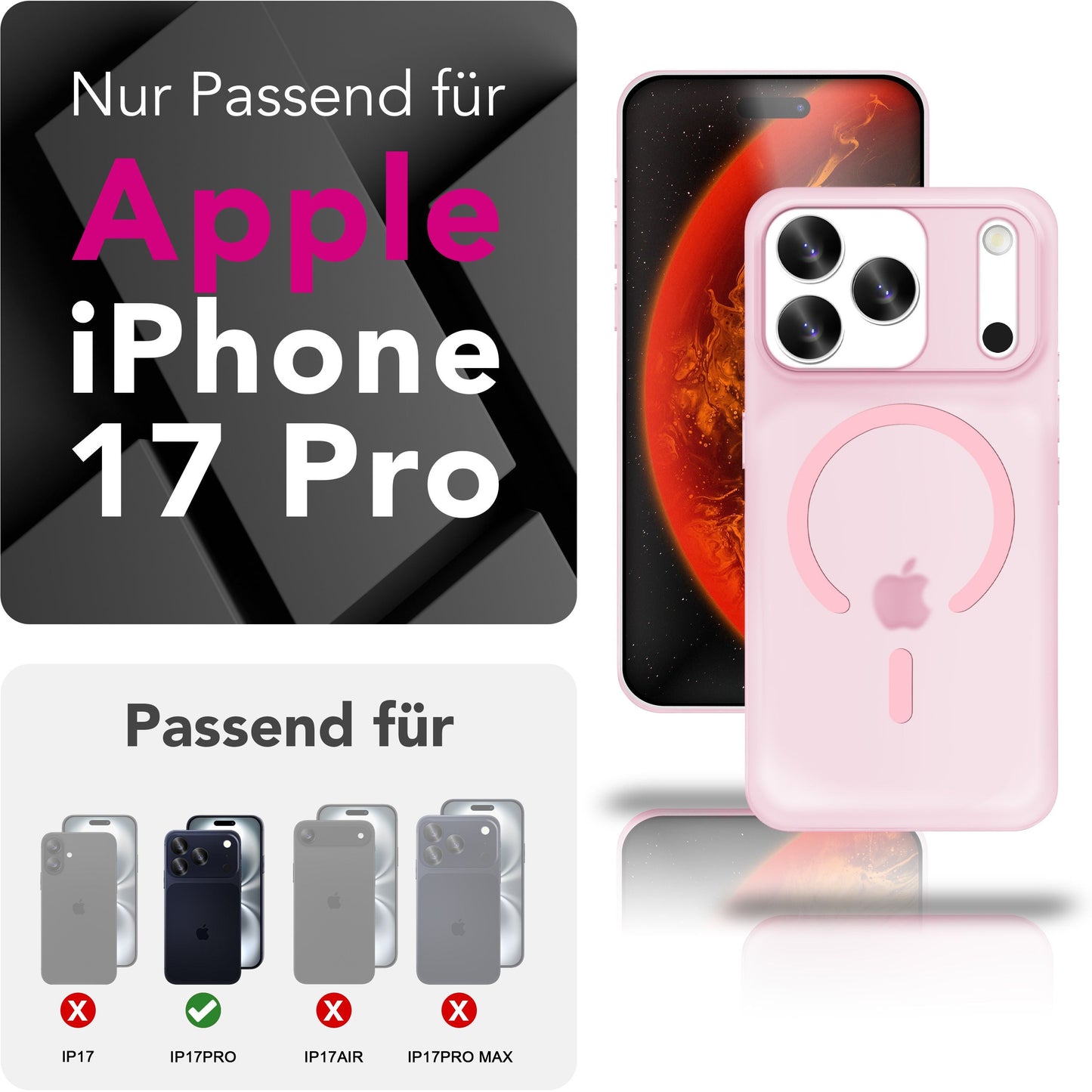 NALIA MagSafe Thinix hulstur fyrir Apple iPhone 17 Pro (mjög þunnt með MagPower) - 0,3 mm ofurþunnt hart hulstur, matt frostað útlit, fingrafaravarnt, gripgott og létt