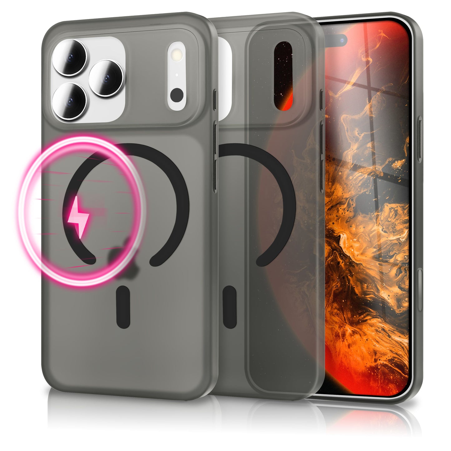 NALIA MagSafe Thinix hulstur fyrir Apple iPhone 17 Pro (mjög þunnt með MagPower) - 0,3 mm ofurþunnt hart hulstur, matt frostað útlit, fingrafaravarnt, gripgott og létt