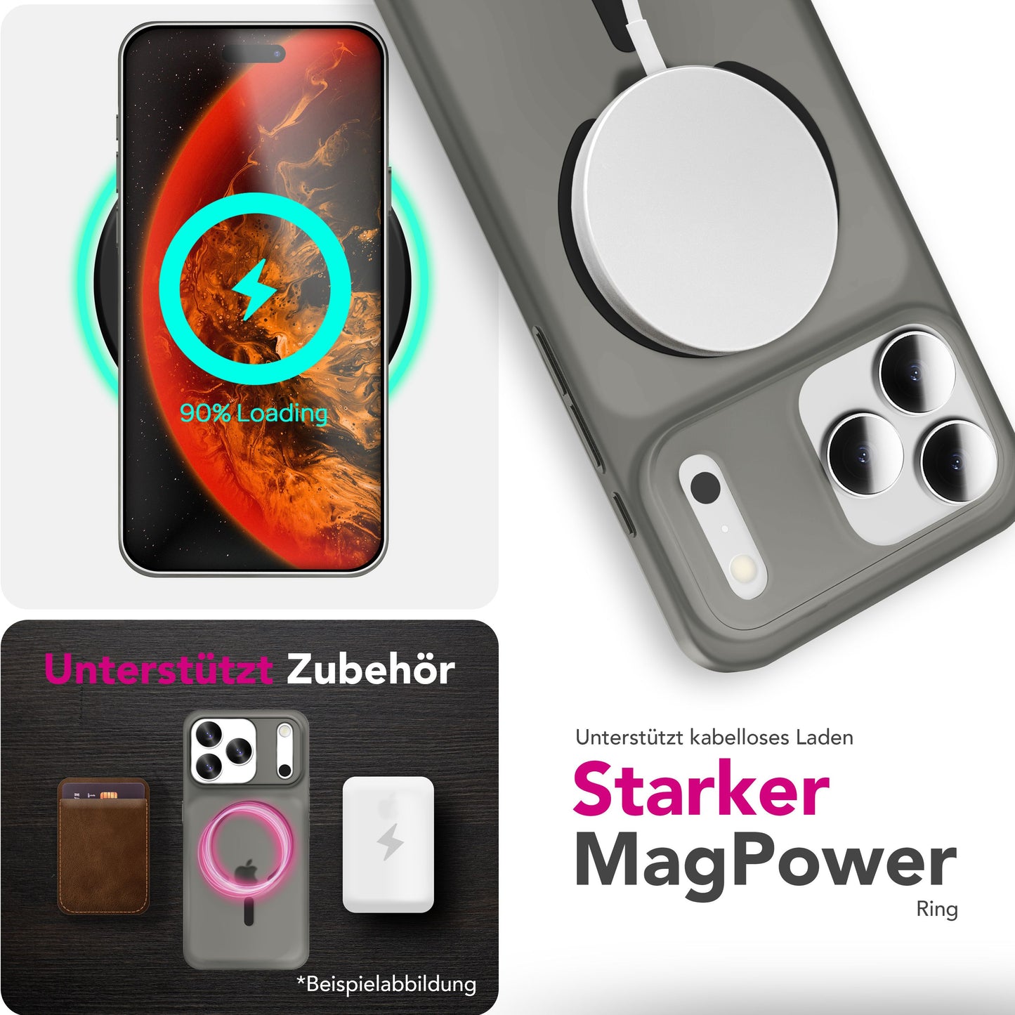 NALIA MagSafe Thinix hulstur fyrir Apple iPhone 17 Pro (mjög þunnt með MagPower) - 0,3 mm ofurþunnt hart hulstur, matt frostað útlit, fingrafaravarnt, gripgott og létt