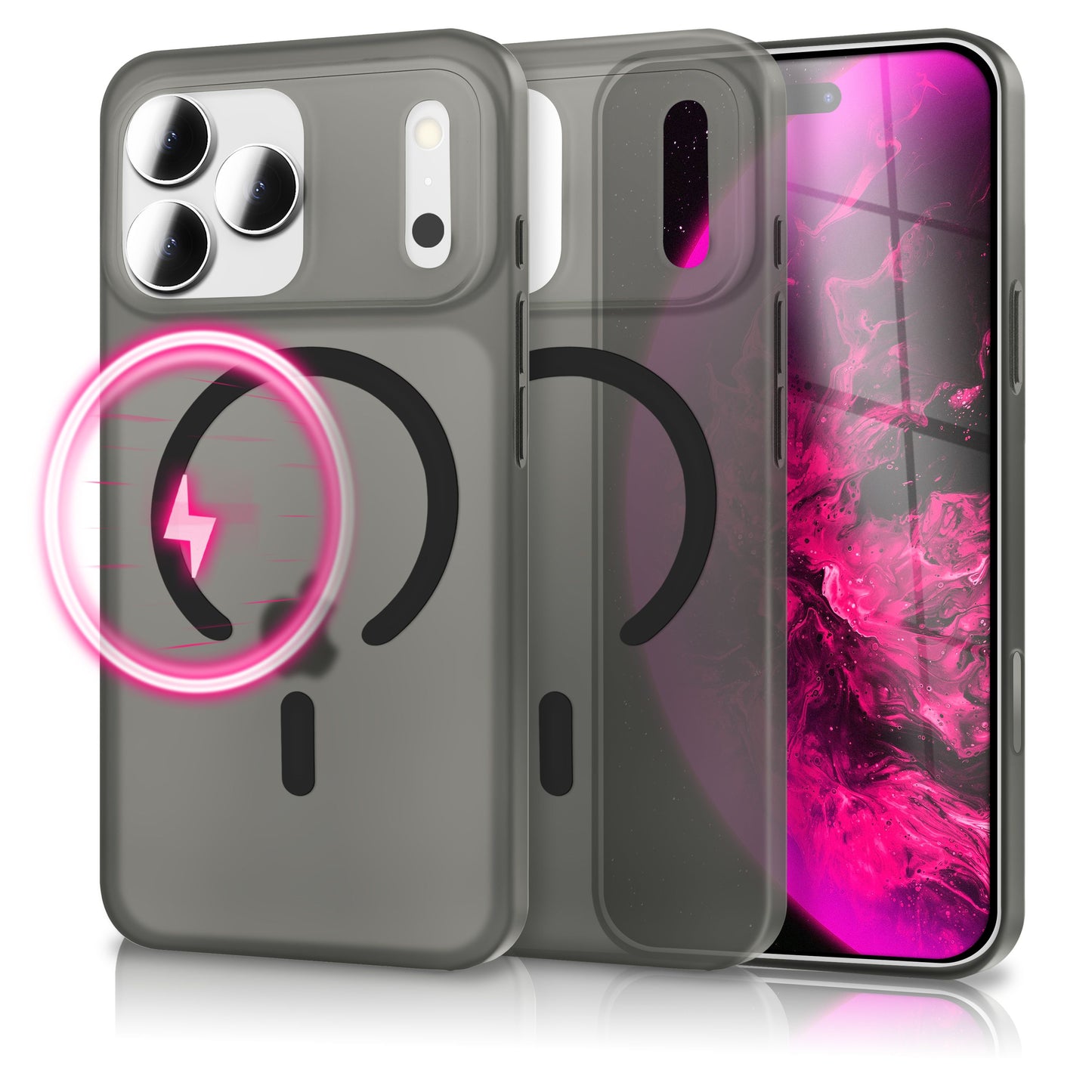 NALIA MagSafe Thinix hulstur fyrir Apple iPhone 17 Pro Max (mjög þunnt með MagPower) - 0,3 mm úrþunnt harðspjald, matt útlit, gegnsætt, fingrafaravarið