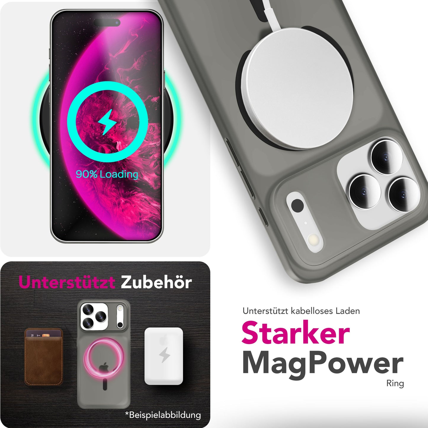 NALIA MagSafe Thinix hulstur fyrir Apple iPhone 17 Pro Max (mjög þunnt með MagPower) - 0,3 mm úrþunnt harðspjald, matt útlit, gegnsætt, fingrafaravarið