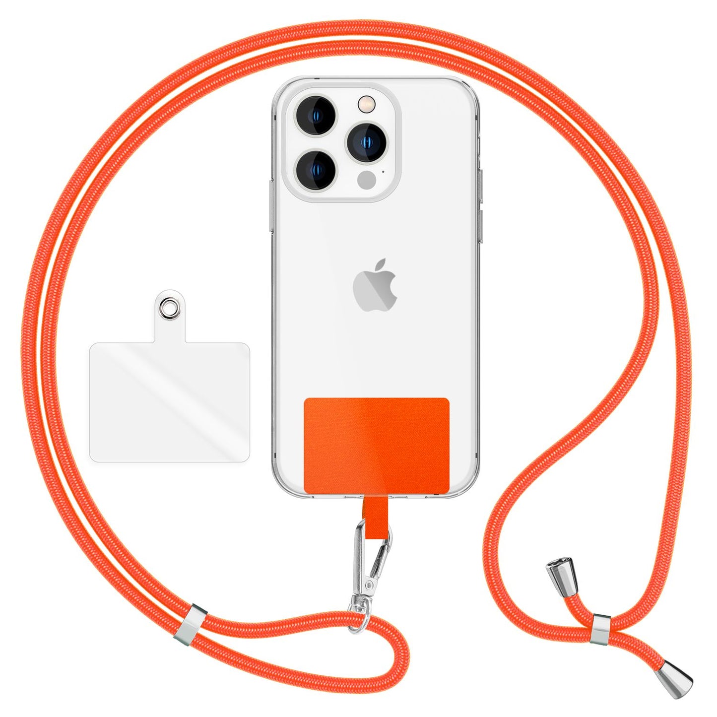 NALIA alhliða keðja með púða, ól fyrir símahulstur, karabínukrókur úr málmi (silfur), lyklakippu, axlabönd 160 cm