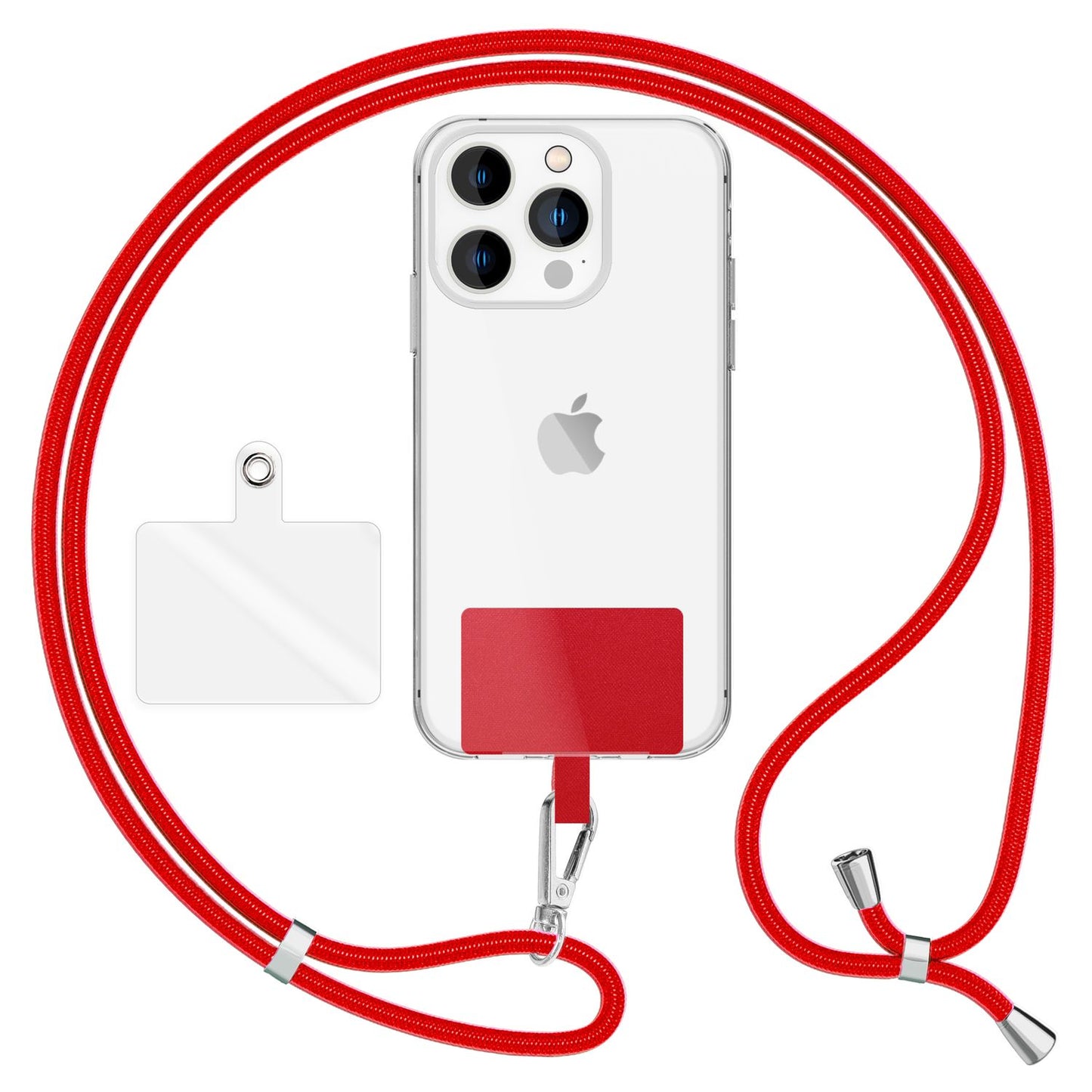 NALIA alhliða keðja með púða, ól fyrir símahulstur, karabínukrókur úr málmi (silfur), lyklakippu, axlabönd 160 cm