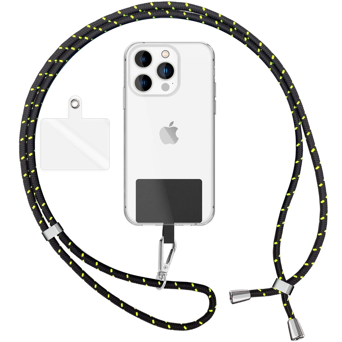 Alhliða símakeðja til að bera um hálsinn með púða og karabínukróki fyrir snjallsímahulstur