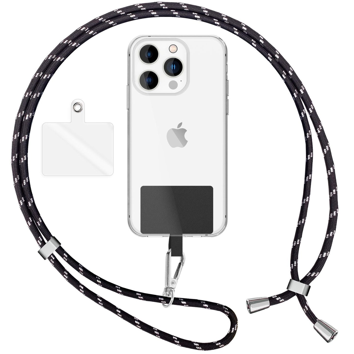 Alhliða símakeðja til að bera um hálsinn með púða og karabínukróki fyrir snjallsímahulstur