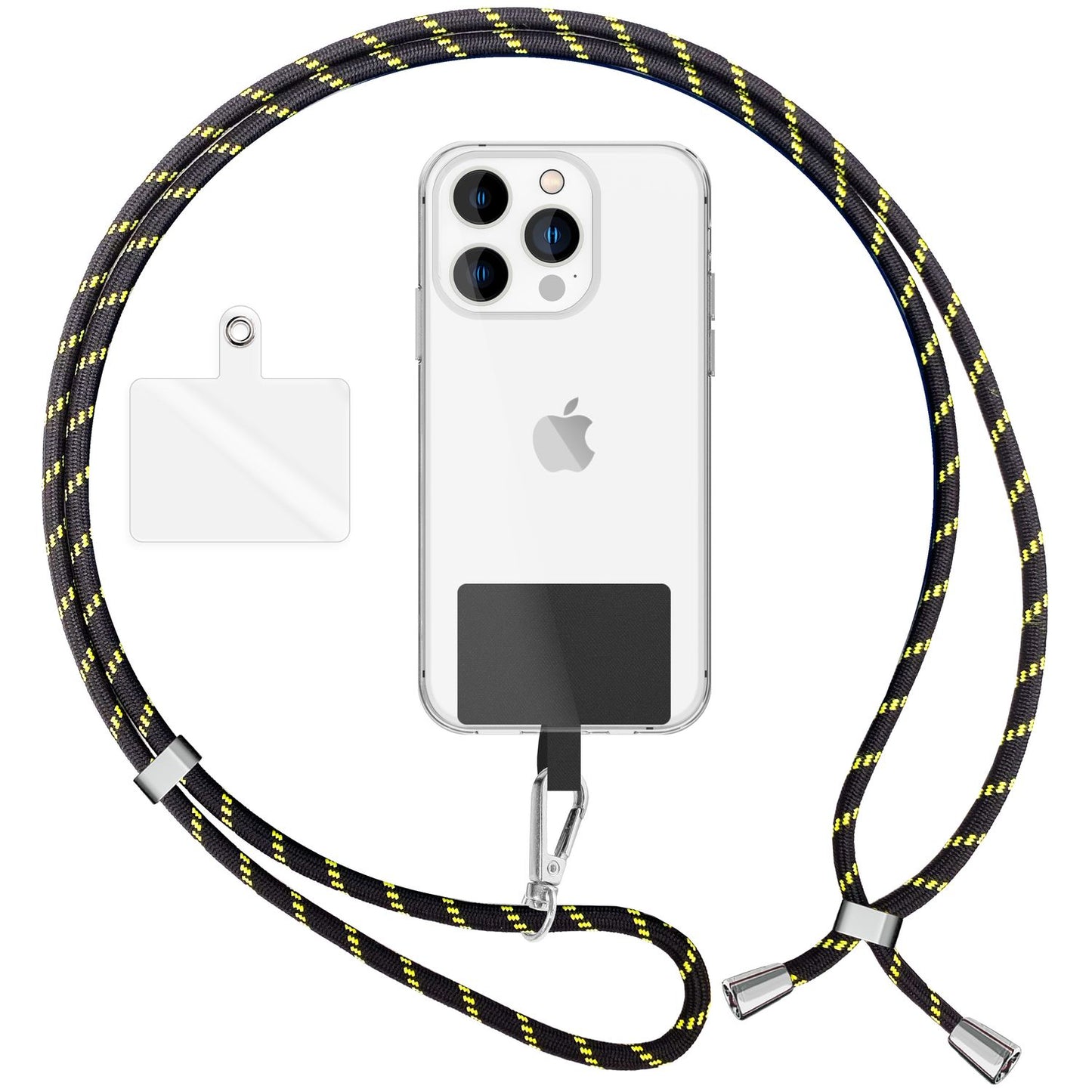 Alhliða símakeðja til að bera um hálsinn með púða og karabínukróki fyrir snjallsímahulstur