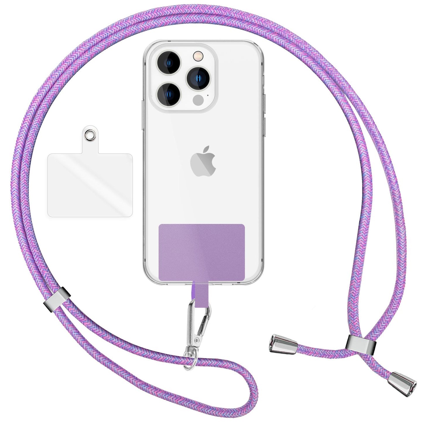 Alhliða símakeðja til að bera um hálsinn með púða og karabínukróki fyrir snjallsímahulstur