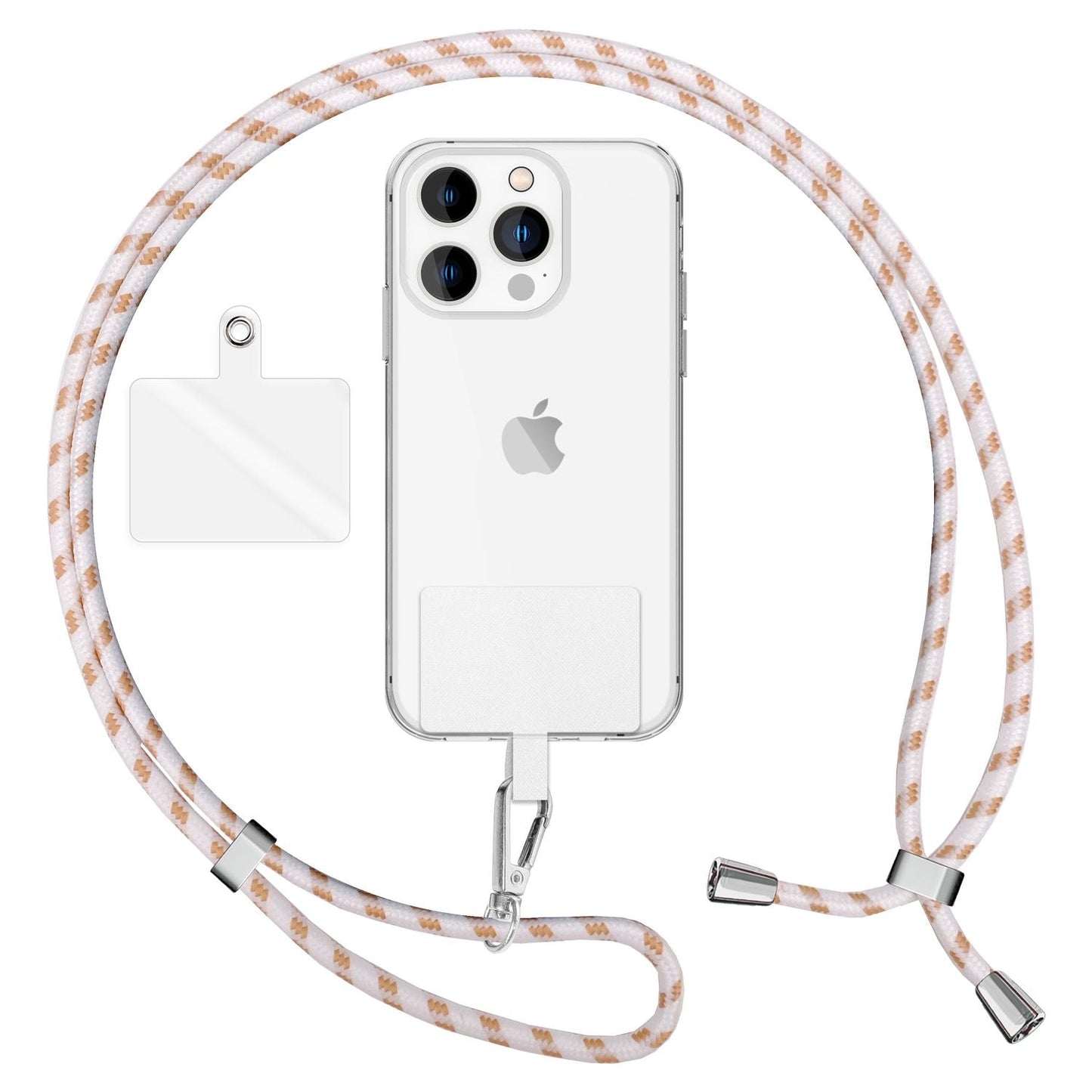 Alhliða símakeðja til að bera um hálsinn með púða og karabínukróki fyrir snjallsímahulstur