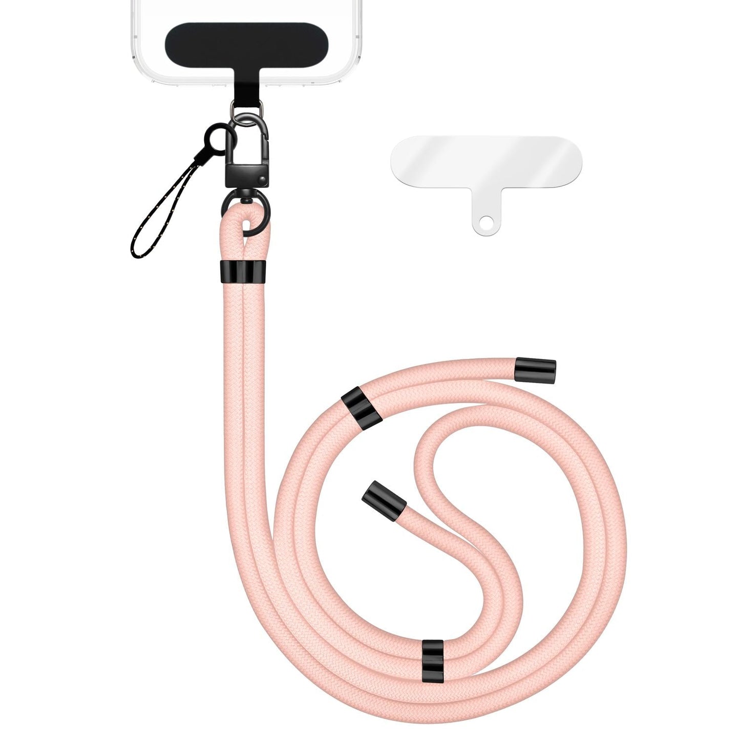 NALIA HoldMe alhliða símahálsmen fyrir snjallsíma og símahulstur, stillanleg og aftakanleg nylonreipi, axlaról, símaól, snúra með karabínuknúru og 2 merkimiðar