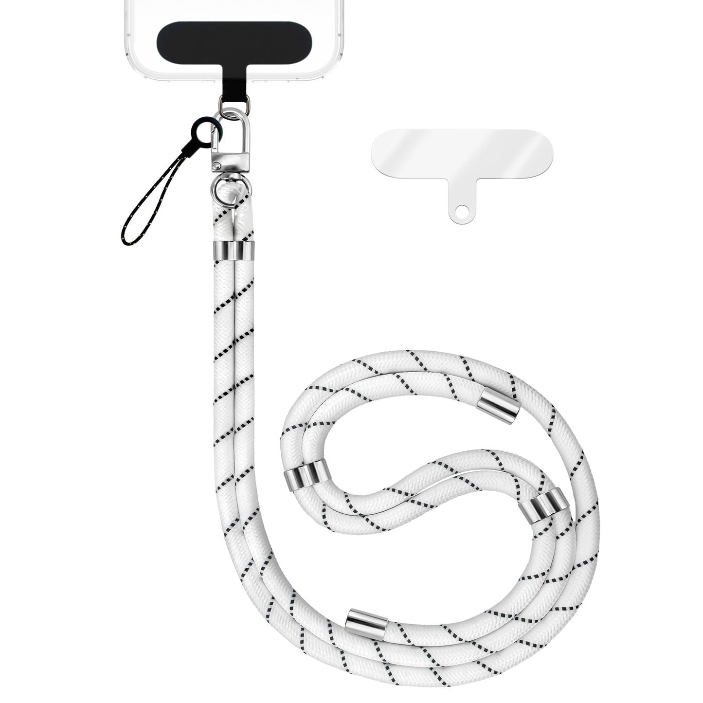 NALIA HoldMe alhliða símahálsmen fyrir snjallsíma og símahulstur, stillanleg og aftakanleg nylonreipi, axlaról, símaól, snúra með karabínuknúru og 2 merkimiðar