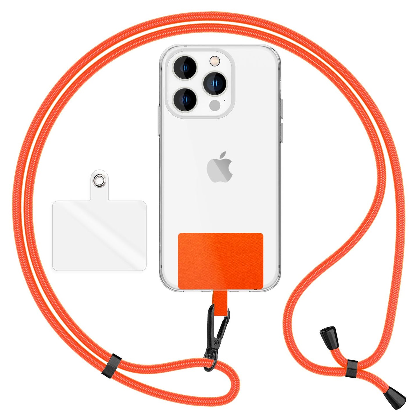 NALIA alhliða keðja með púða, ól fyrir símahulstur, karabínukrókur úr málmi (mattsvartur), lyklakippu, axlaról 160 cm