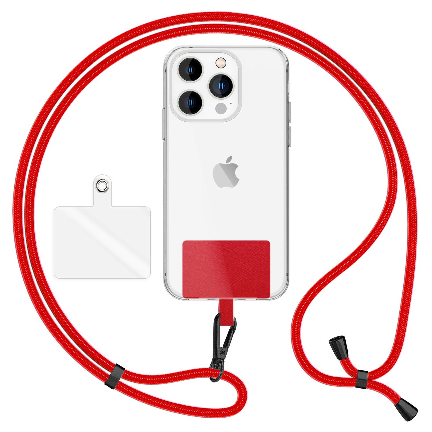 NALIA alhliða keðja með púða, ól fyrir símahulstur, karabínukrókur úr málmi (mattsvartur), lyklakippu, axlaról 160 cm