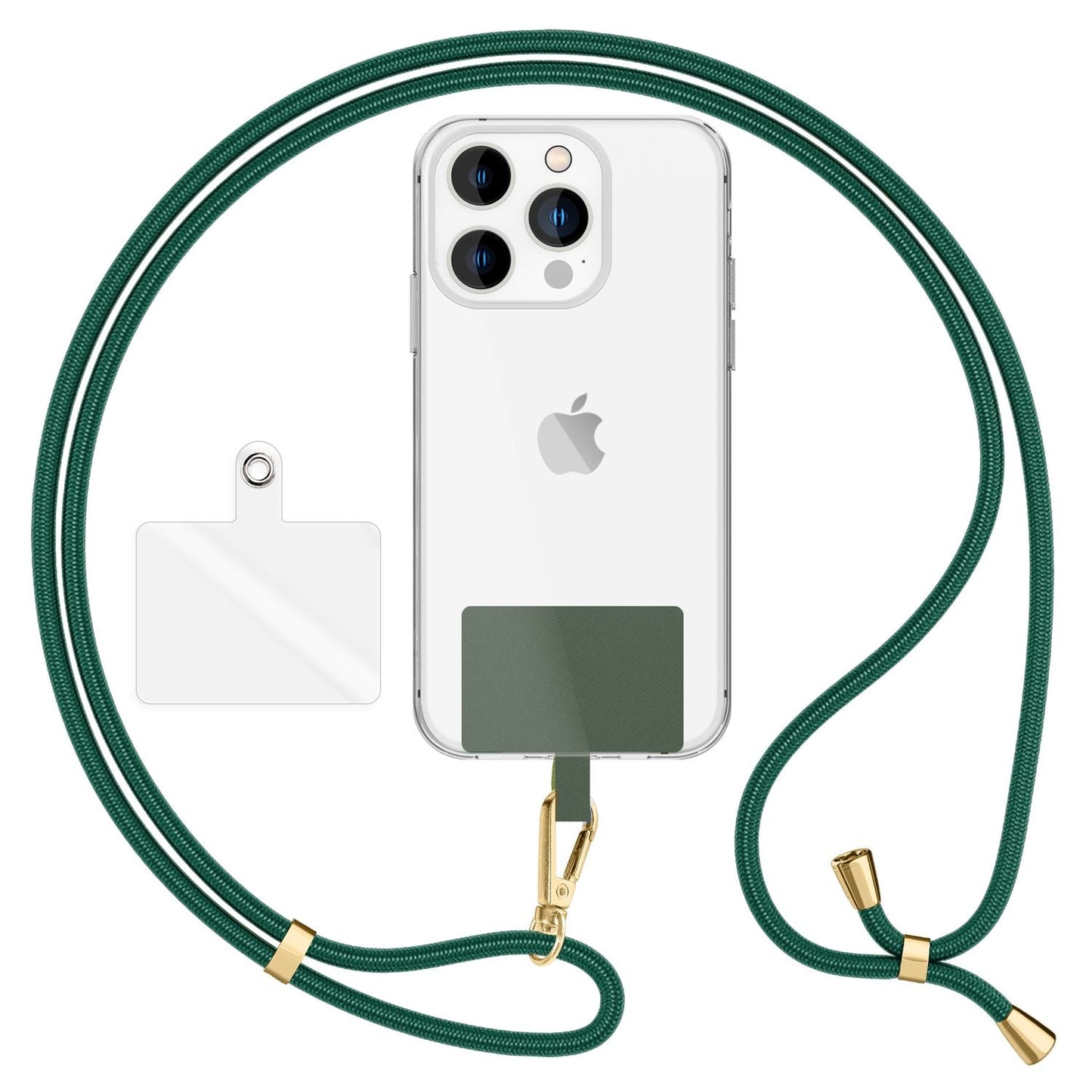 NALIA alhliða keðja með púða, ól fyrir símahulstur, karabínukrókur úr málmi (gull), lyklakippu, axlabönd 160 cm