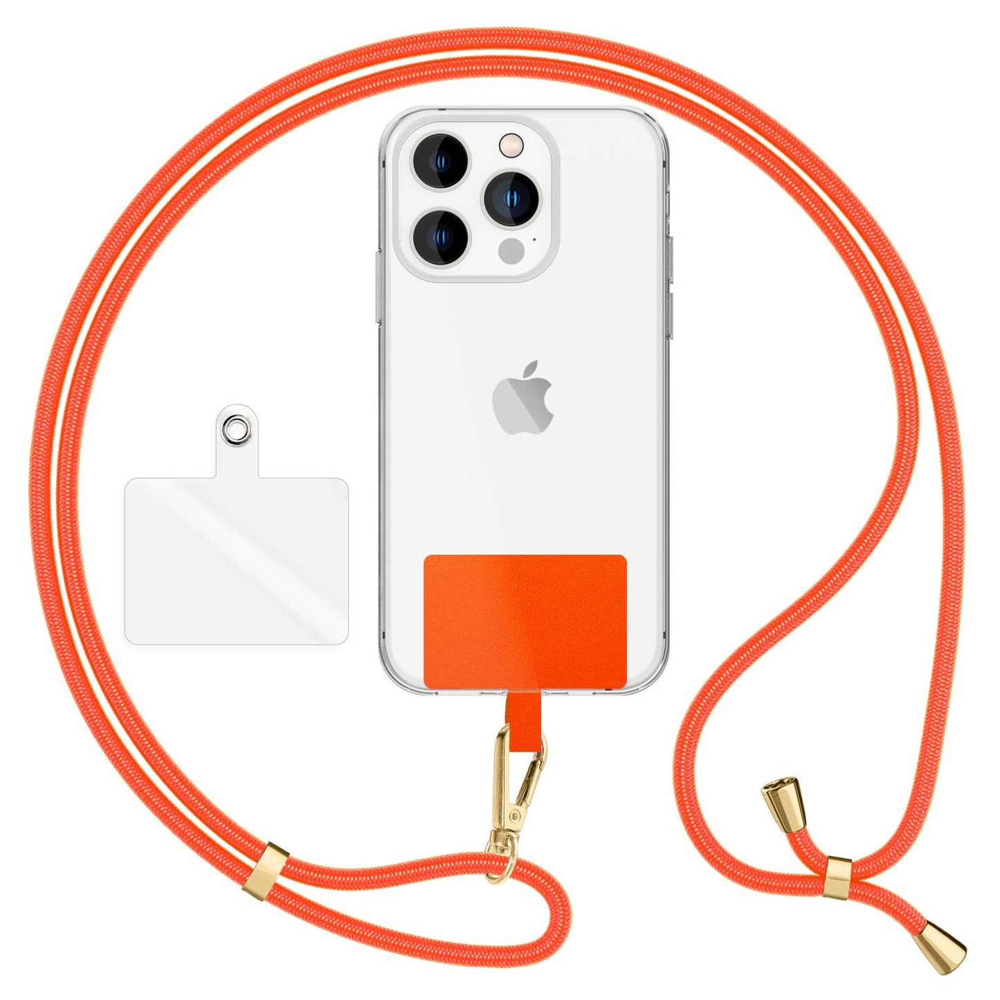 NALIA alhliða keðja með púða, ól fyrir símahulstur, karabínukrókur úr málmi (gull), lyklakippu, axlabönd 160 cm