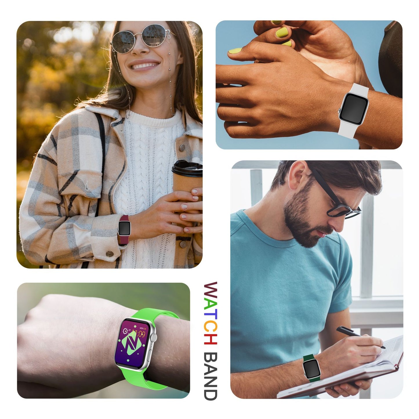 Silicone band for Apple Watch SE/8/7/6/5/4/3/2/1, 38mm 40mm 41mm