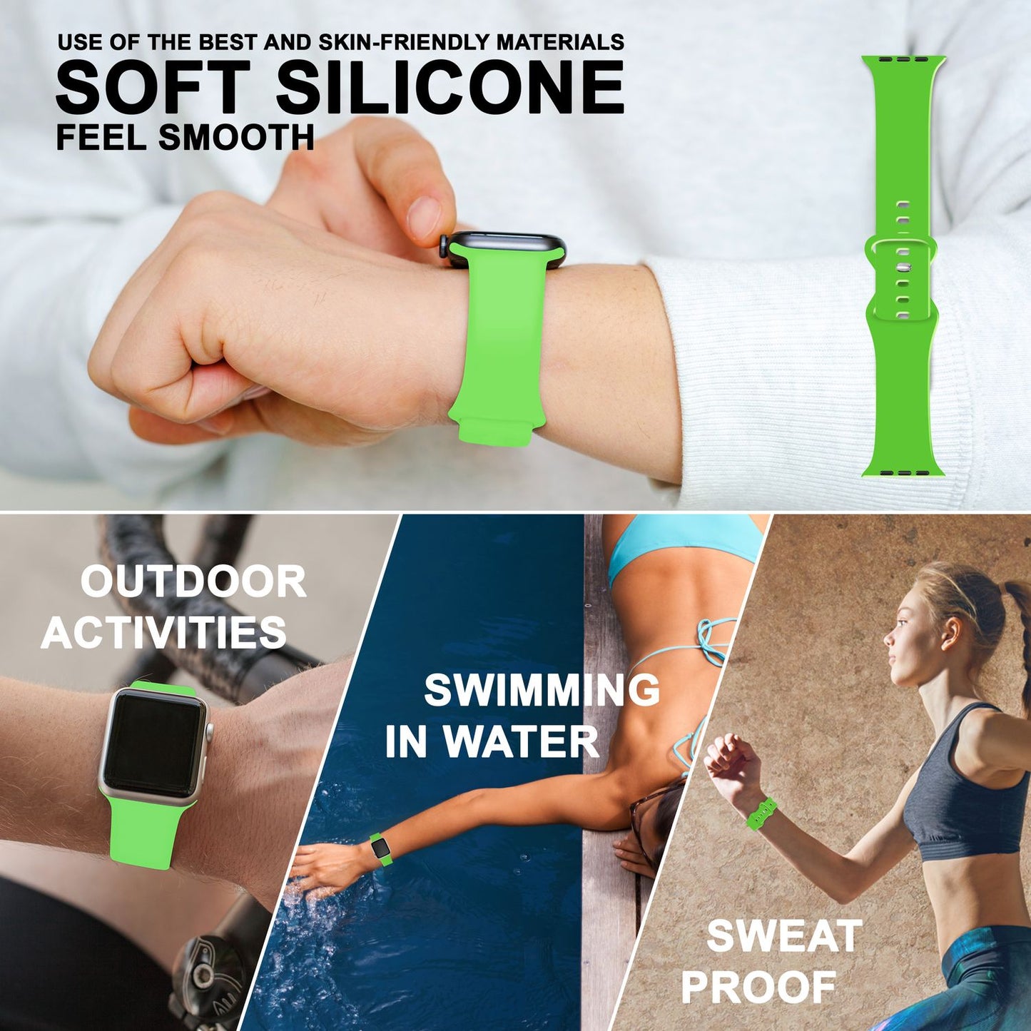 Silicone band for Apple Watch SE/8/7/6/5/4/3/2/1, 38mm 40mm 41mm