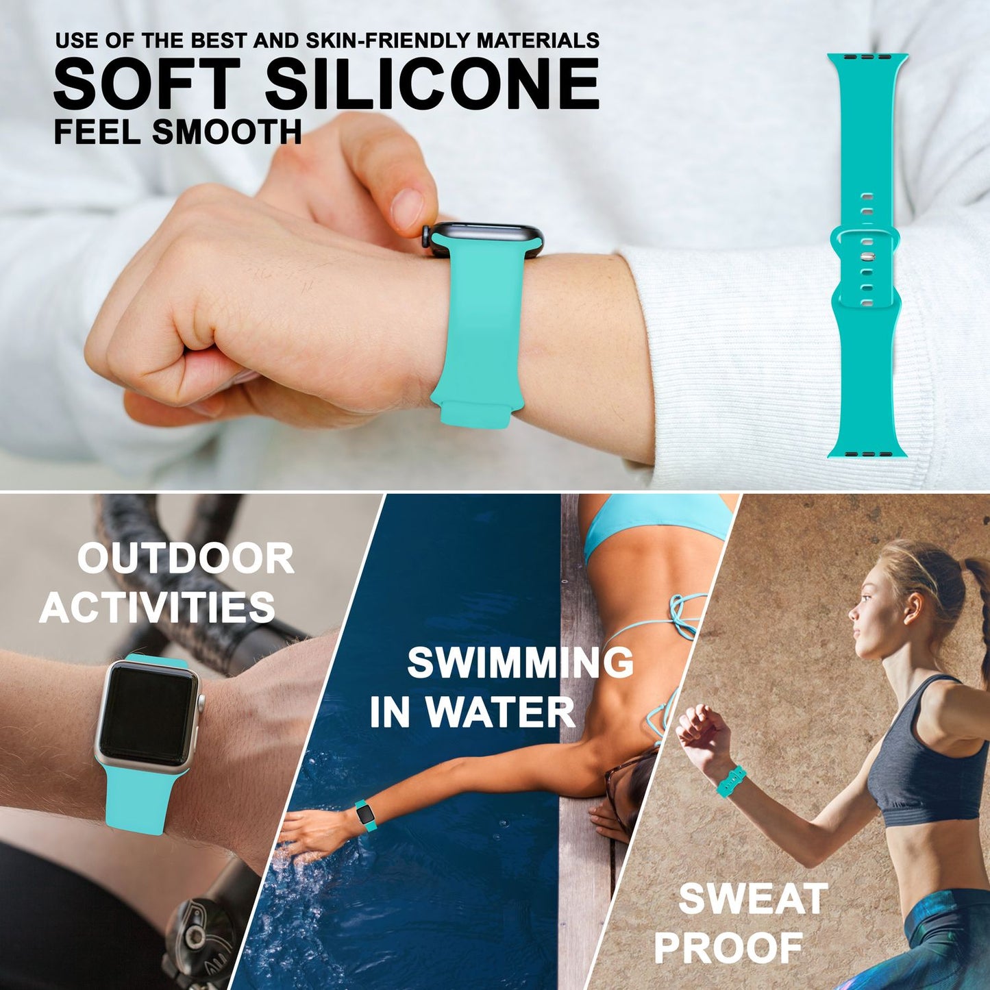 Silicone band for Apple Watch SE/8/7/6/5/4/3/2/1, 38mm 40mm 41mm