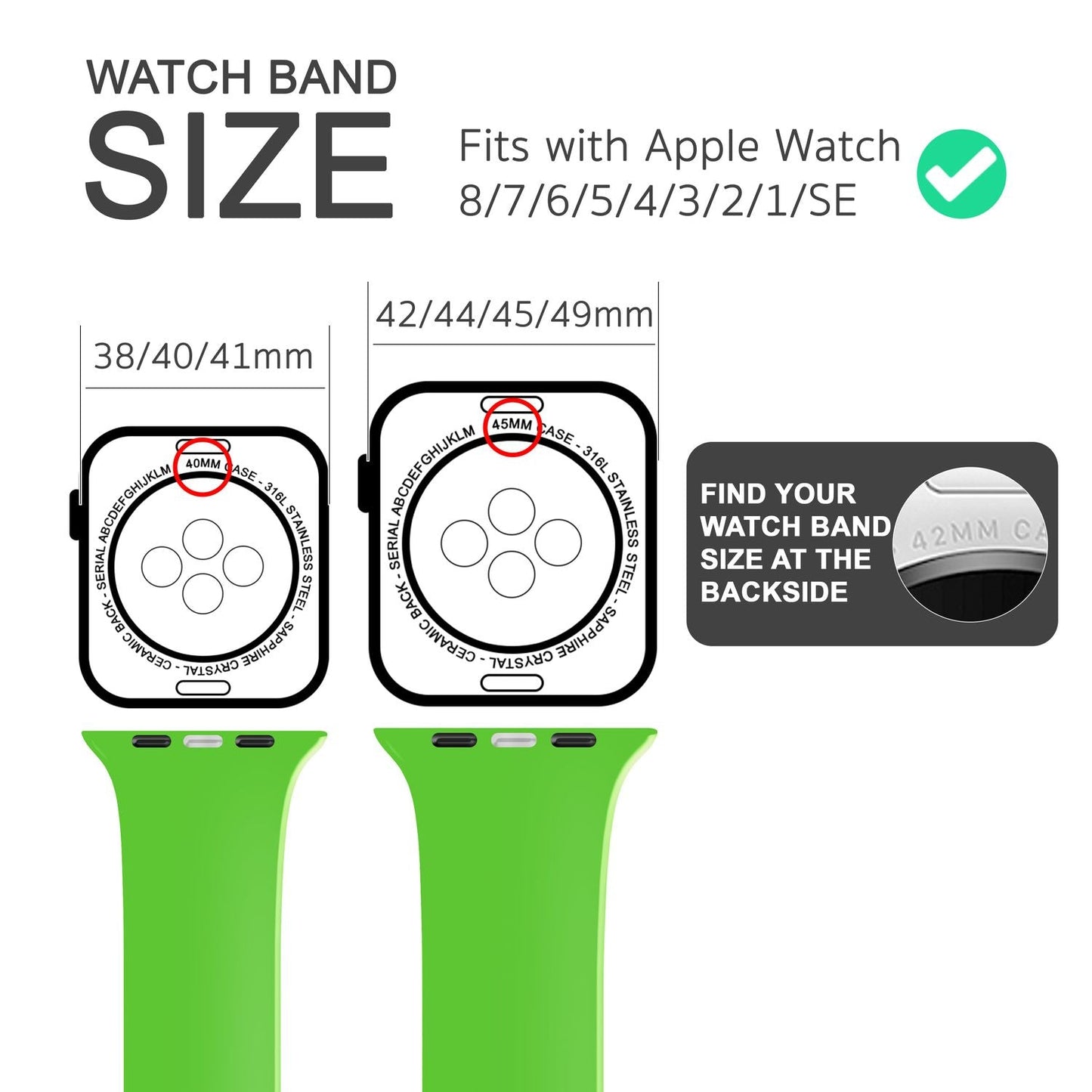 Silicone band for Apple Watch Ultra/SE/8/7/6/5/4/3/2/1, 42mm 44mm 45mm 49mm