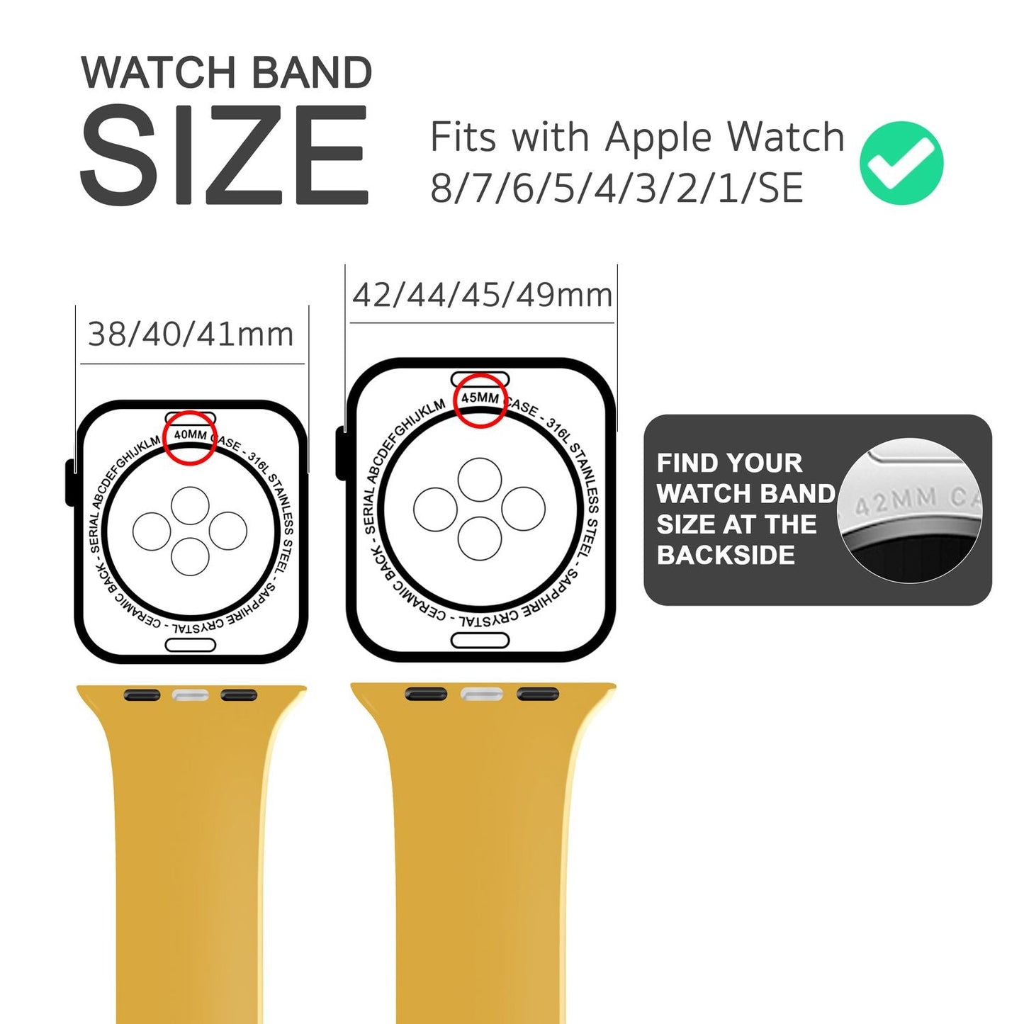 Silicone band for Apple Watch Ultra/SE/8/7/6/5/4/3/2/1, 42mm 44mm 45mm 49mm