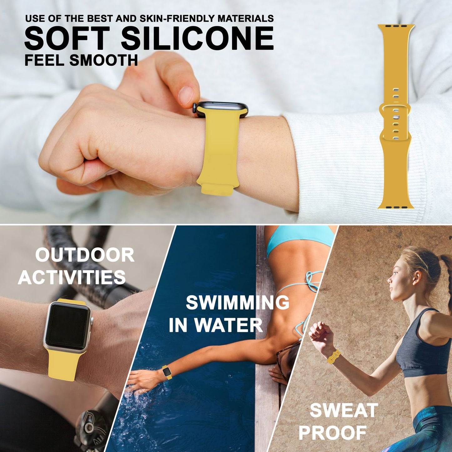 Silicone band for Apple Watch Ultra/SE/8/7/6/5/4/3/2/1, 42mm 44mm 45mm 49mm