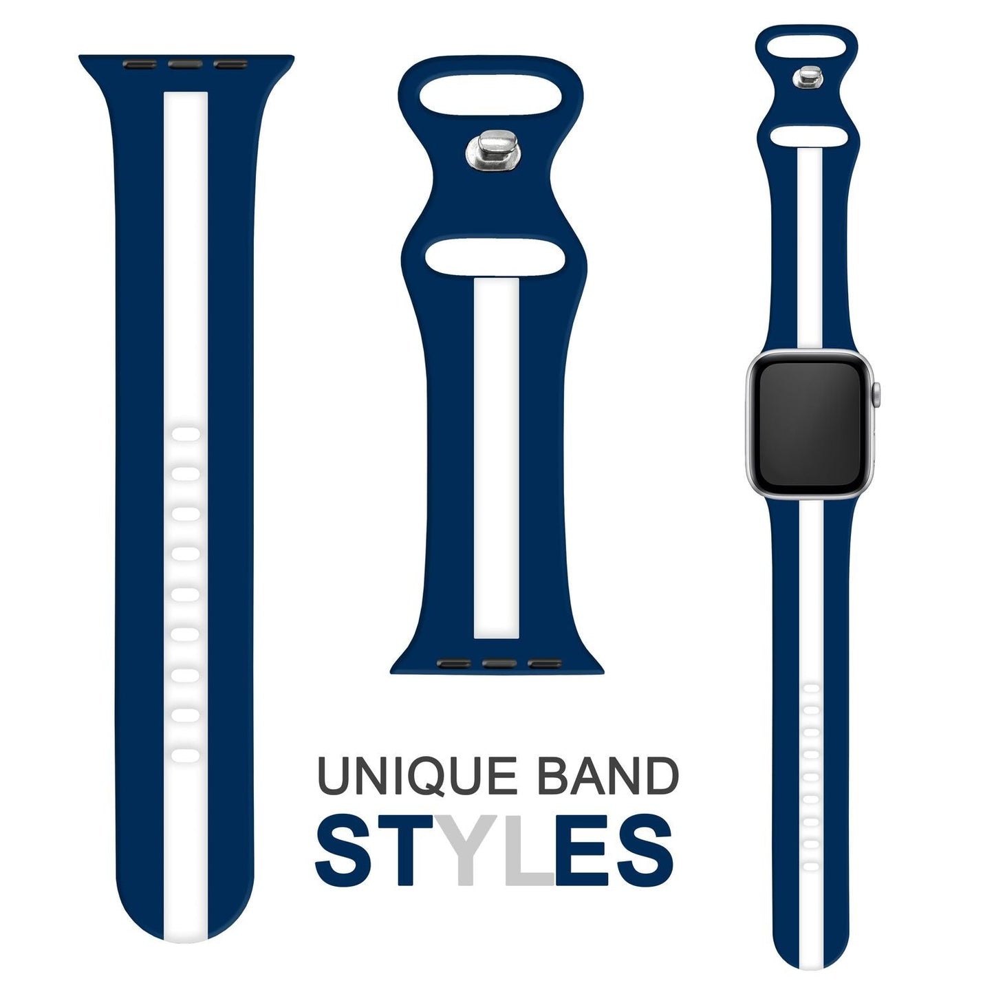 Röndótt sílikonól fyrir Apple Watch SE/8/7/6/5/4/3/2/1, 38mm 40mm 41mm