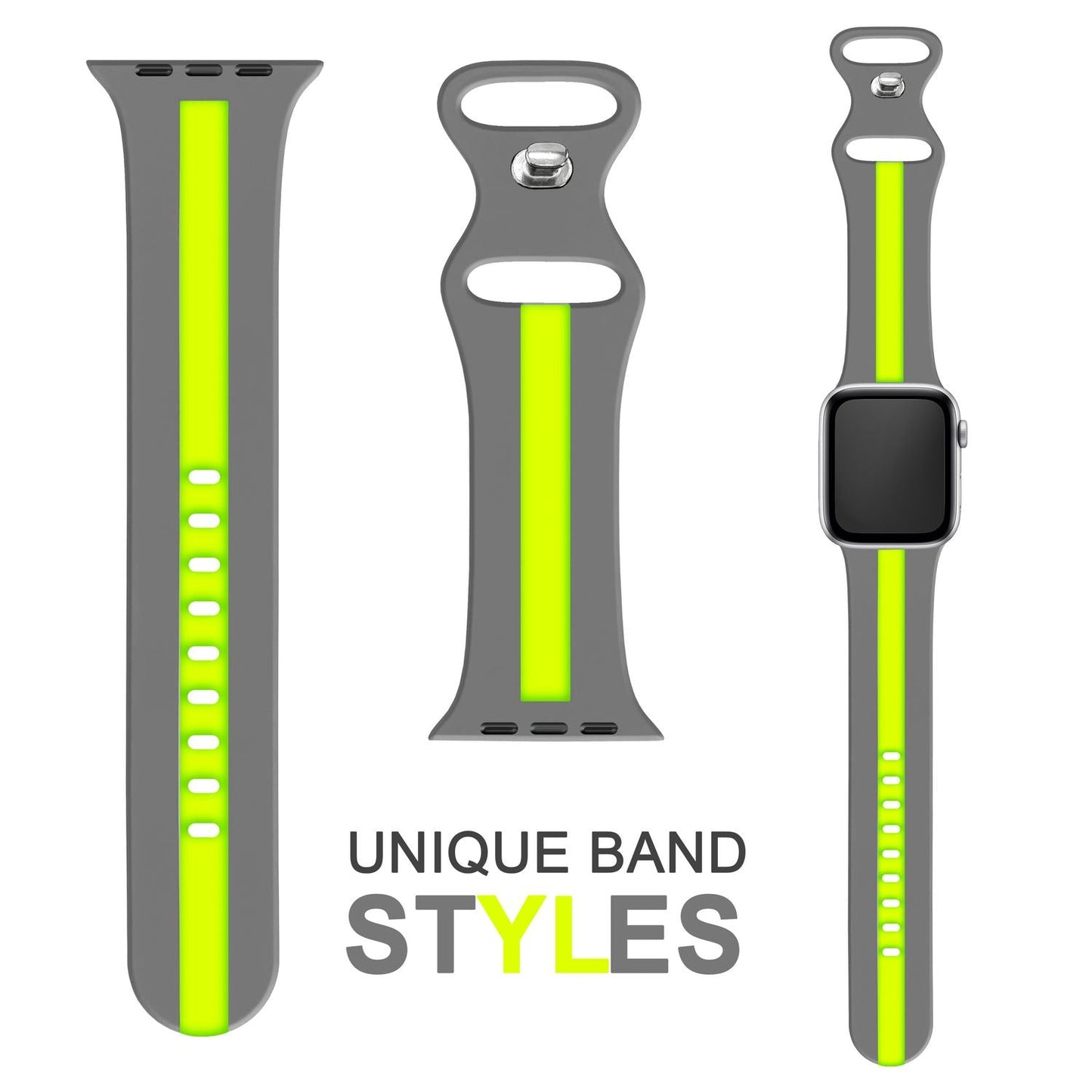 Röndótt sílikonól fyrir Apple Watch SE/8/7/6/5/4/3/2/1, 38mm 40mm 41mm