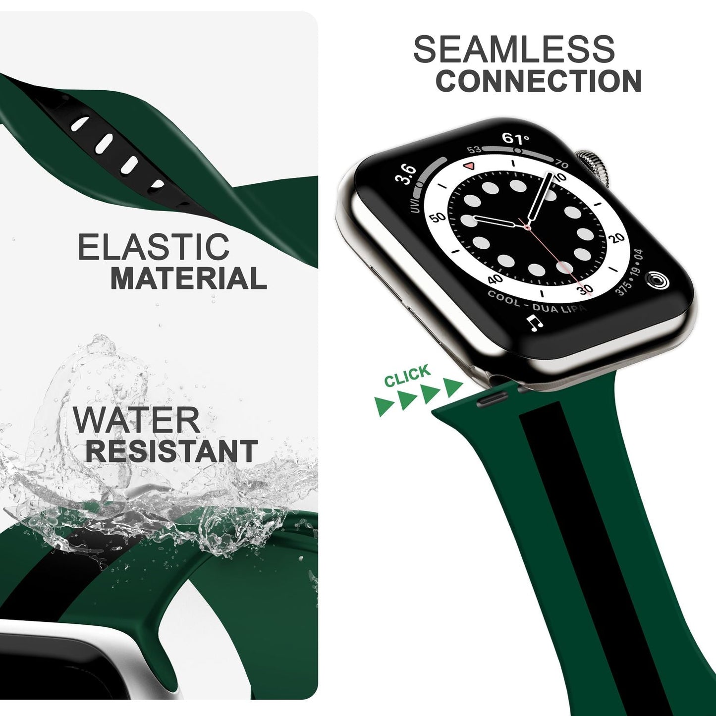 Silicone band for Apple Watch Ultra/SE/8/7/6/5/4/3/2/1, 42mm 44mm 45mm 49mm