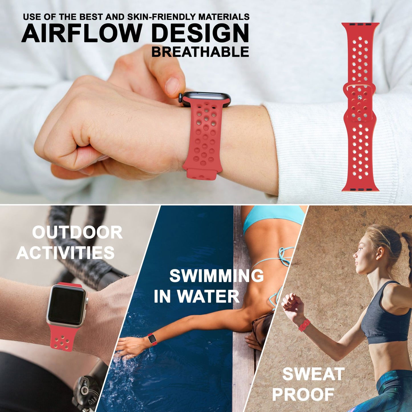 Perforated watch band for Apple Watch Ultra/SE/8/7/6/5/4/3/2/1, 42mm 44mm 45mm 49mm