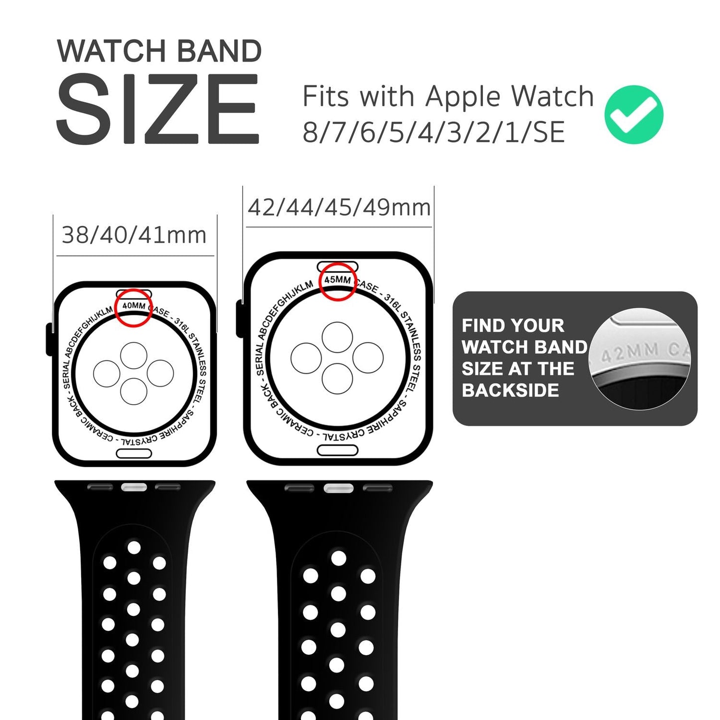 Perforated watch band for Apple Watch Ultra/SE/8/7/6/5/4/3/2/1, 42mm 44mm 45mm 49mm