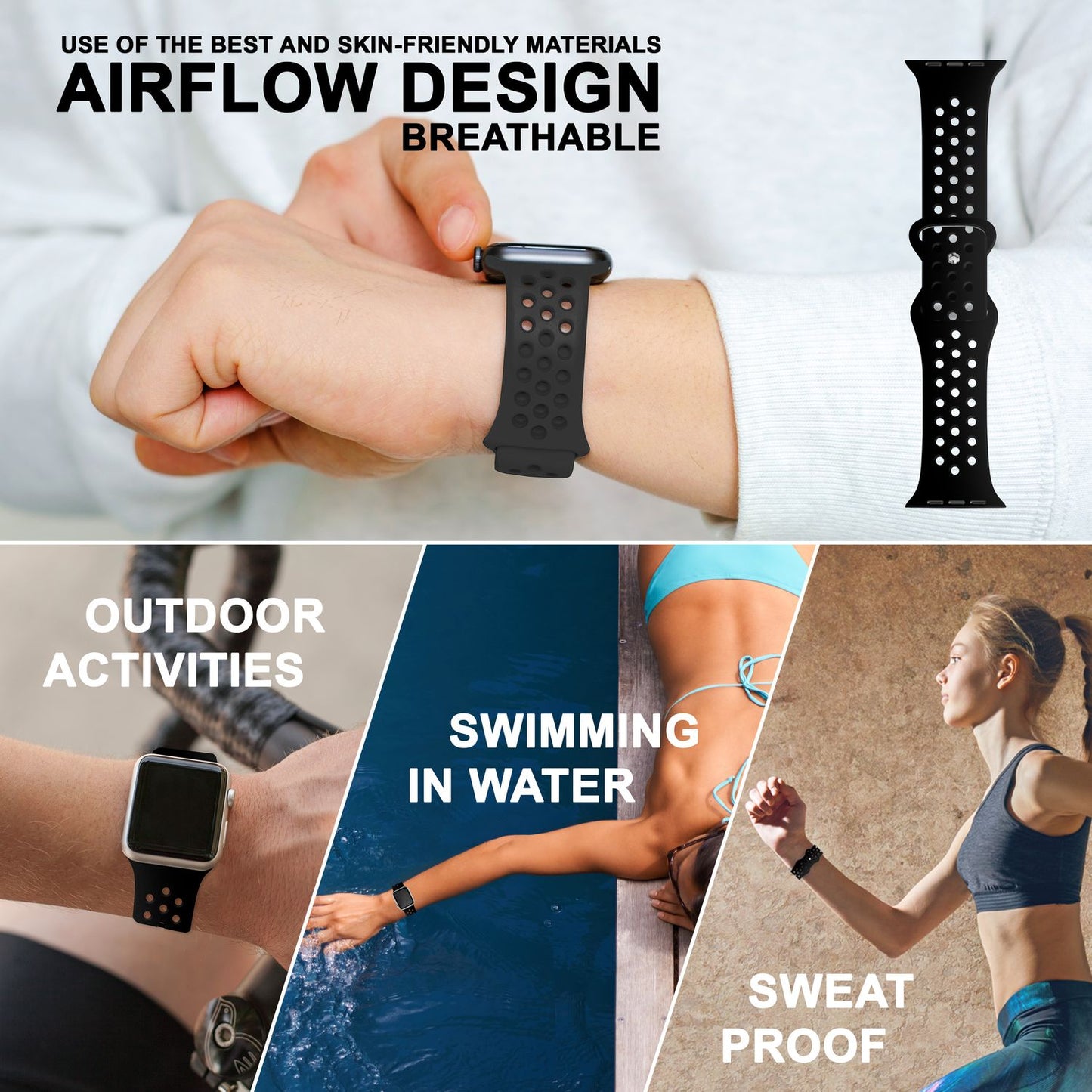 Perforated watch band for Apple Watch Ultra/SE/8/7/6/5/4/3/2/1, 42mm 44mm 45mm 49mm