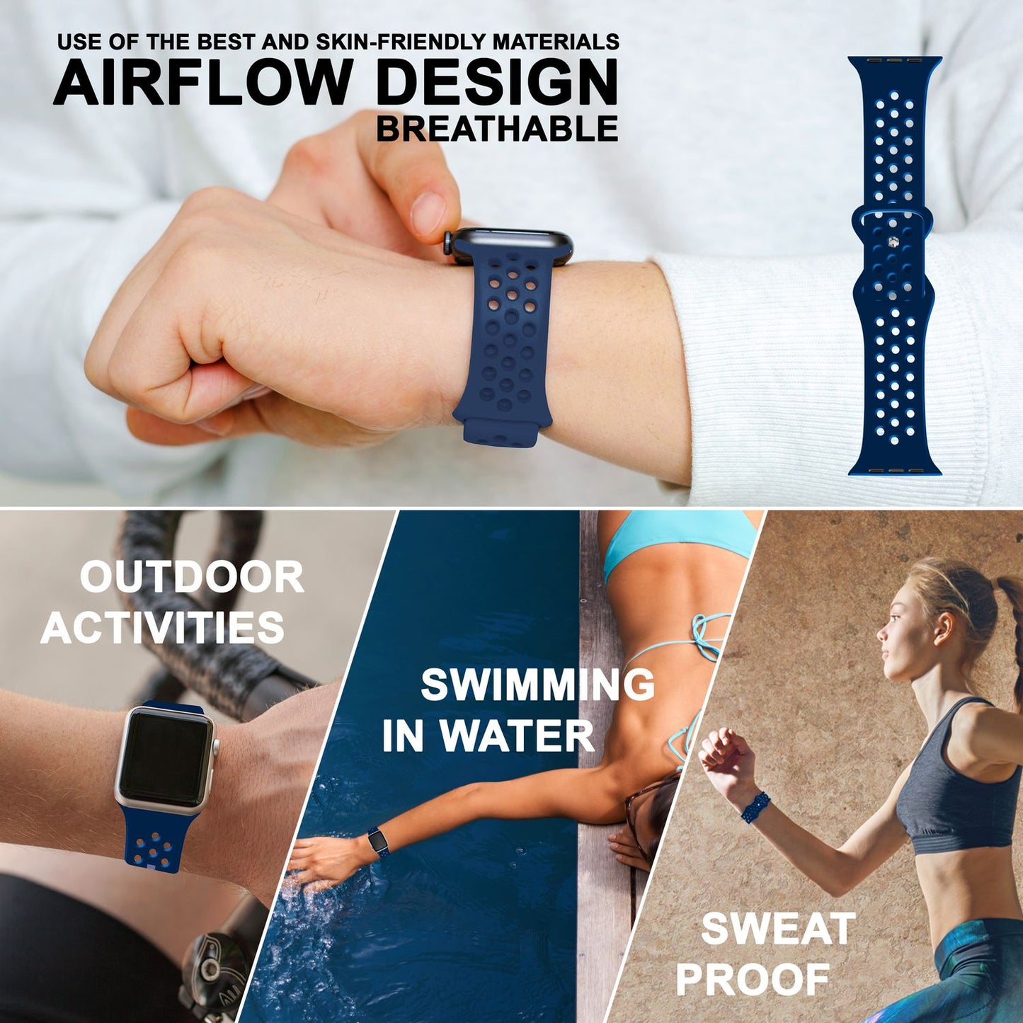 Perforated watch band for Apple Watch Ultra/SE/8/7/6/5/4/3/2/1, 42mm 44mm 45mm 49mm