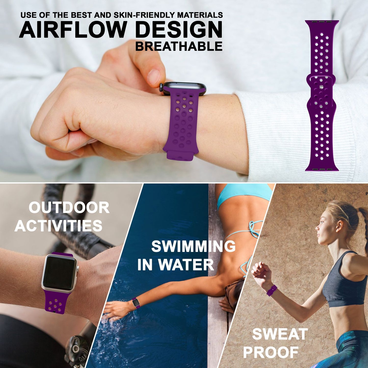 Perforated watch band for Apple Watch Ultra/SE/8/7/6/5/4/3/2/1, 42mm 44mm 45mm 49mm