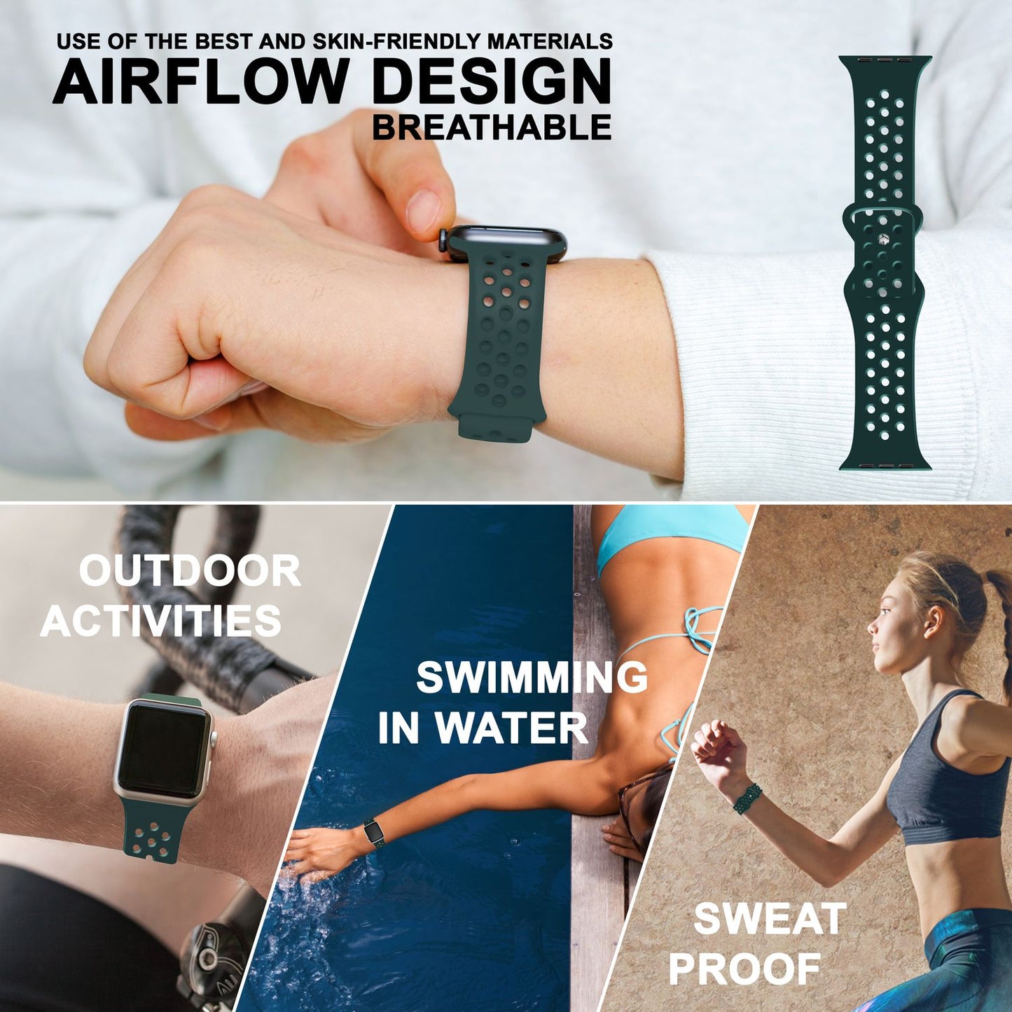 Perforated watch band for Apple Watch Ultra/SE/8/7/6/5/4/3/2/1, 42mm 44mm 45mm 49mm