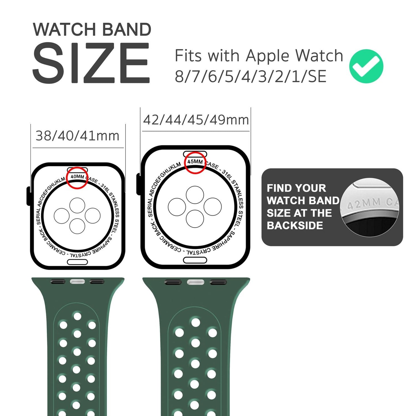 Perforated watch band for Apple Watch Ultra/SE/8/7/6/5/4/3/2/1, 42mm 44mm 45mm 49mm