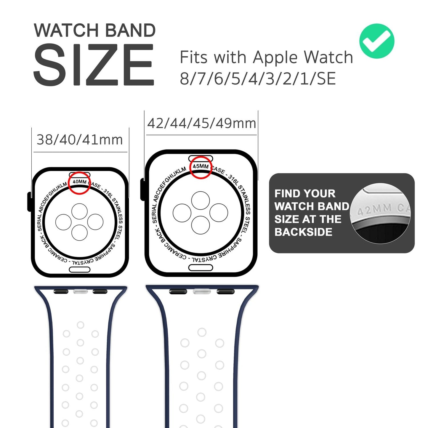 Loftflæðis sílikonól fyrir Apple Watch Ultra/SE/8/7/6/5/4/3/2/1, 42/44/45/49 mm