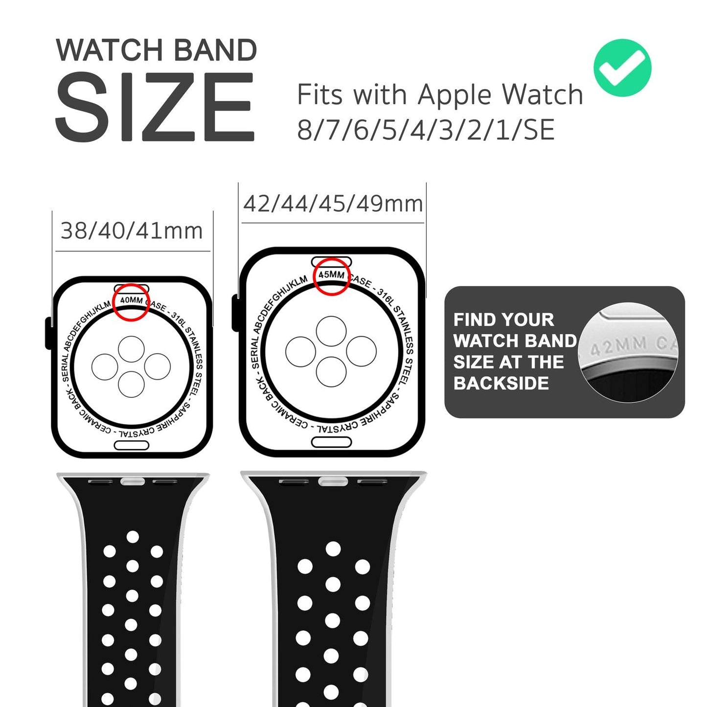 Loftflæðis sílikonól fyrir Apple Watch Ultra/SE/8/7/6/5/4/3/2/1, 42/44/45/49 mm