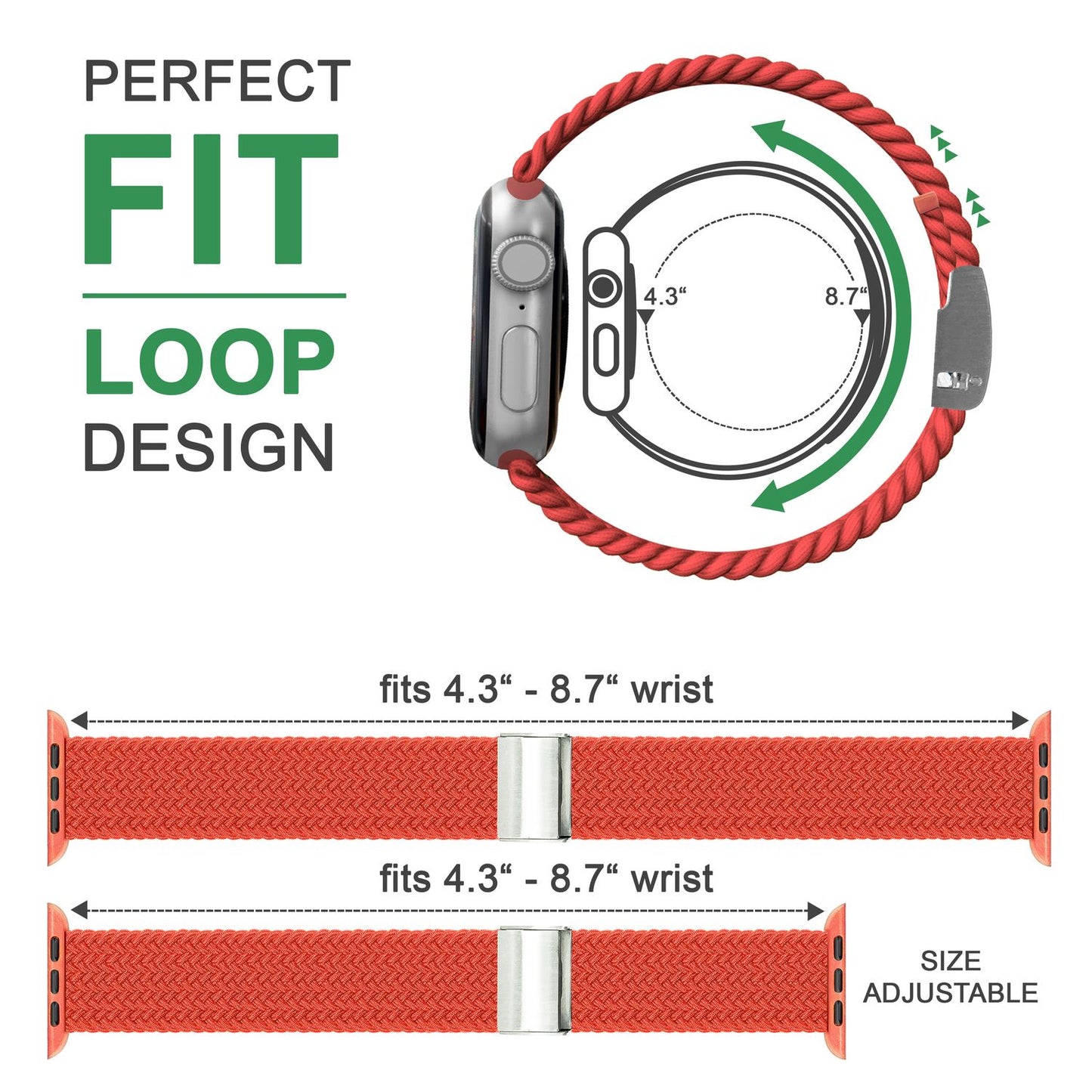 Fléttuð úról fyrir Apple Watch SE/8/7/6/5/4/3/2/1, 38/40/41 mm