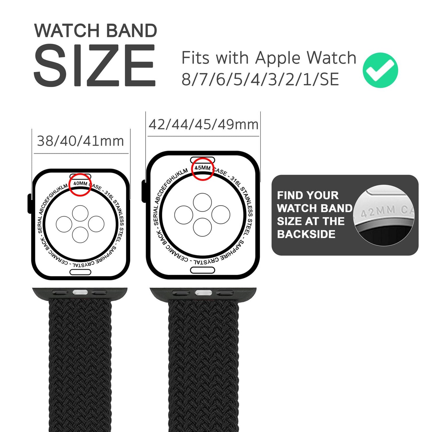 Fléttuð úról fyrir Apple Watch SE/8/7/6/5/4/3/2/1, 38/40/41 mm