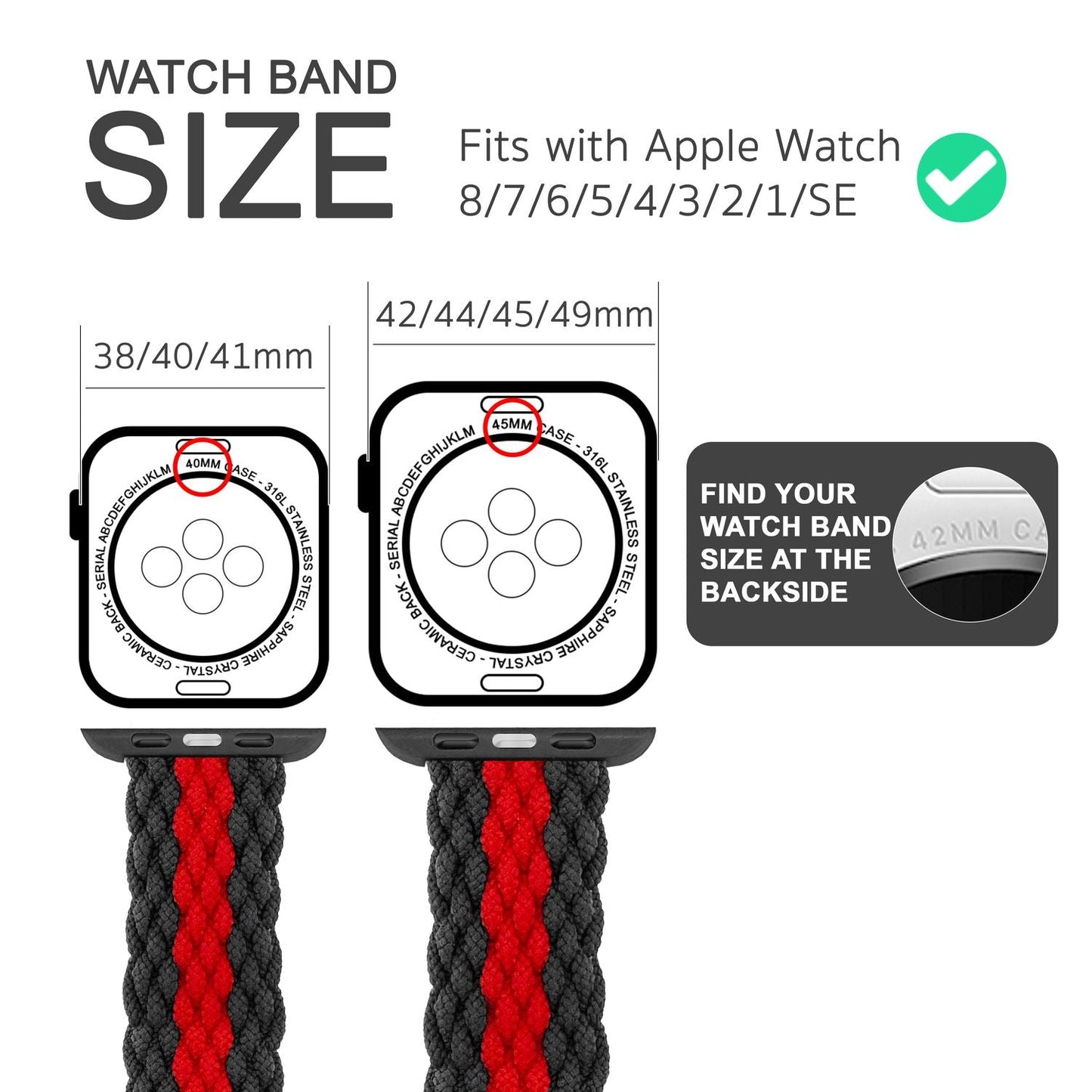 Fléttuð úról fyrir Apple Watch SE/8/7/6/5/4/3/2/1, 38/40/41 mm