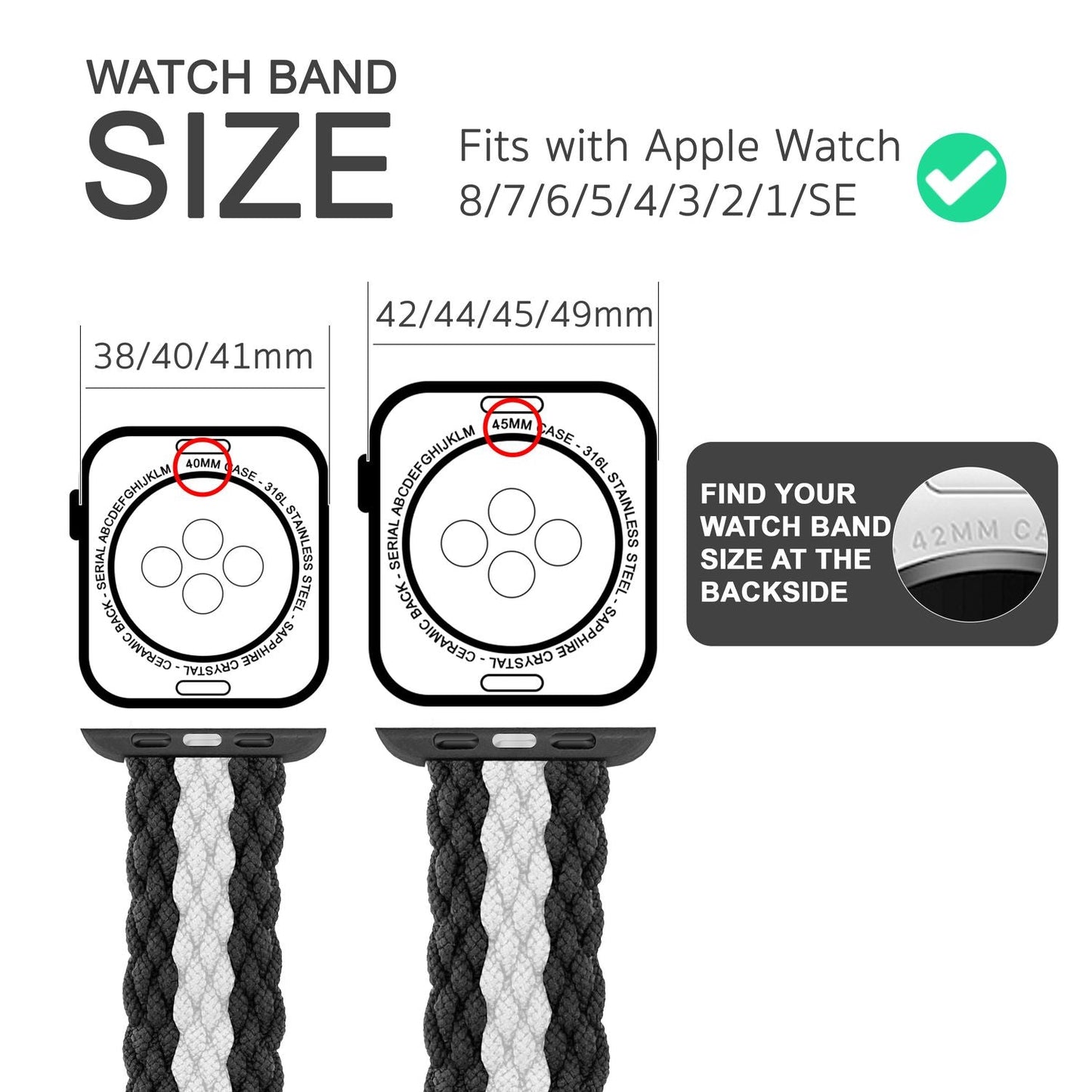 Fléttuð úról fyrir Apple Watch SE/8/7/6/5/4/3/2/1, 38/40/41 mm