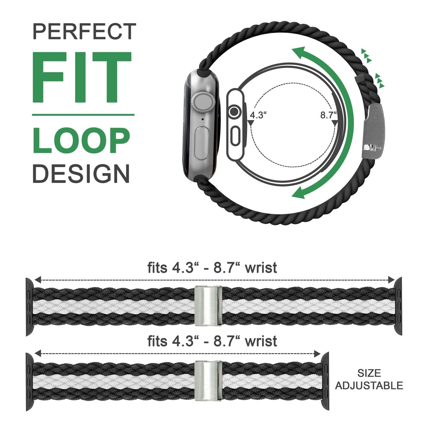 Fléttuð úról fyrir Apple Watch SE/8/7/6/5/4/3/2/1, 38/40/41 mm