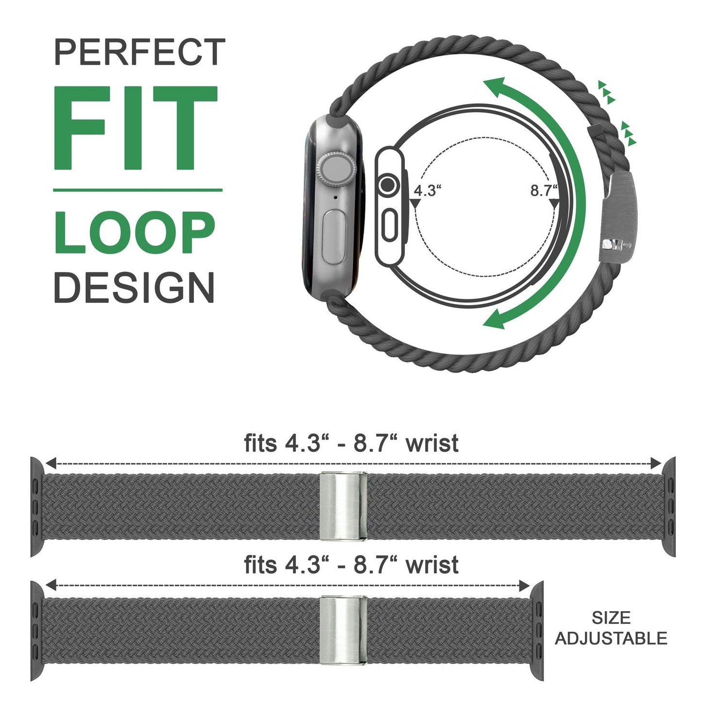 Fléttuð úról fyrir Apple Watch SE/8/7/6/5/4/3/2/1, 38/40/41 mm