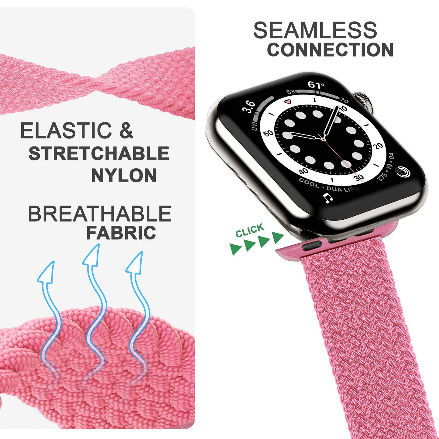 Fléttuð úról fyrir Apple Watch SE/8/7/6/5/4/3/2/1, 38/40/41 mm